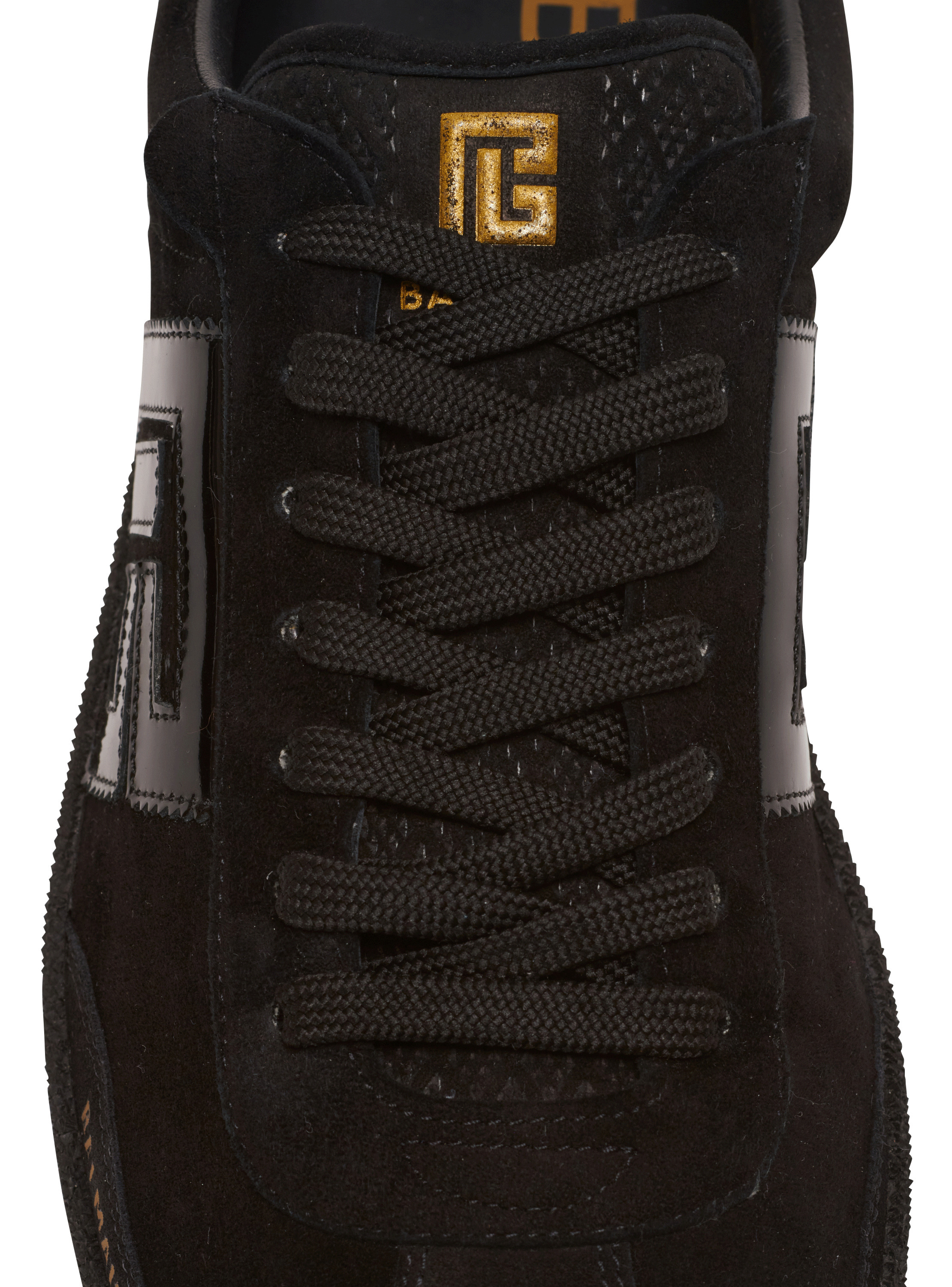 Baskets balmain swan en cuir suédé et verni BALMAIN Noir