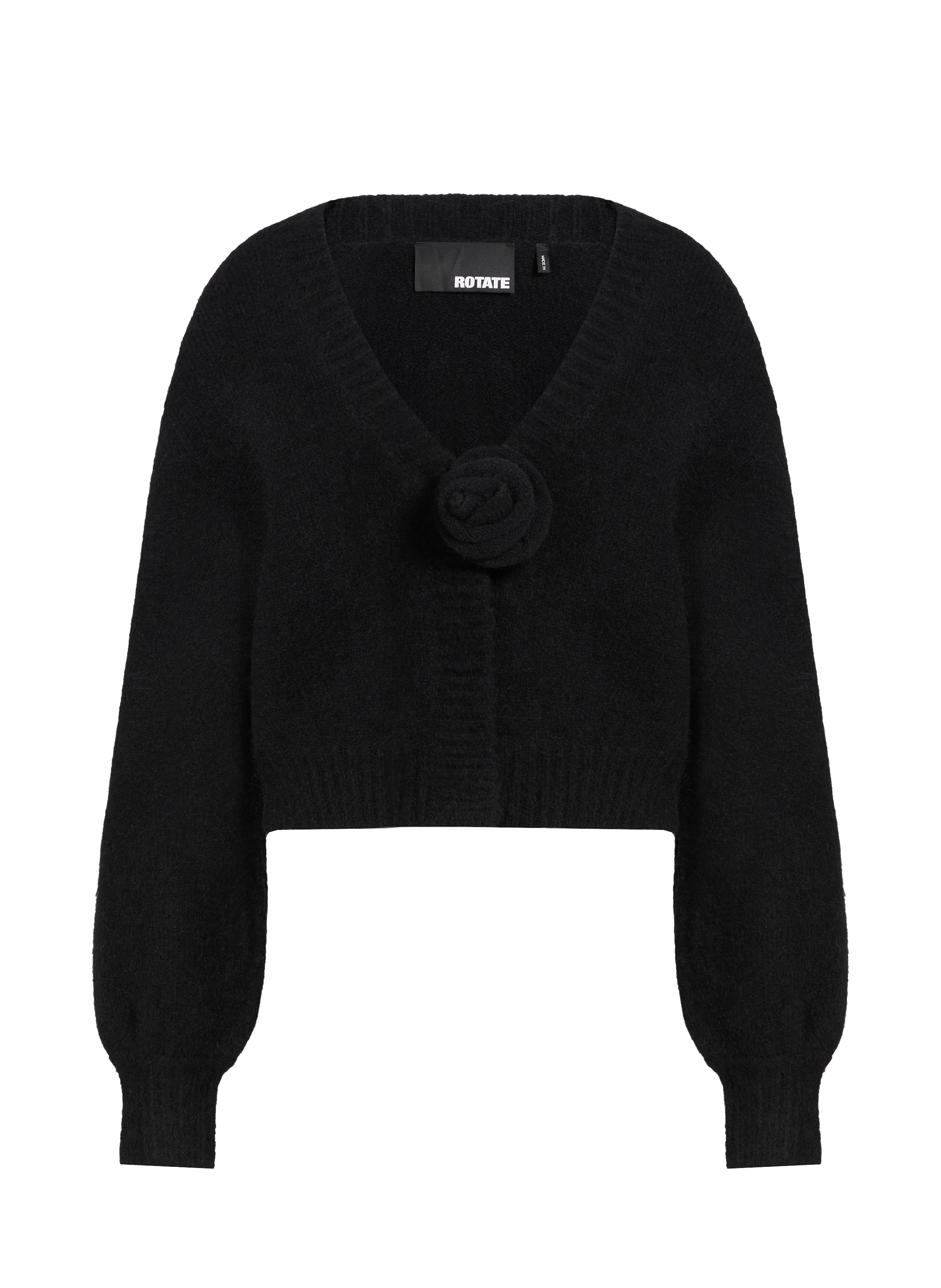 Cardigan court en laine et alpaga ROTATE Noir