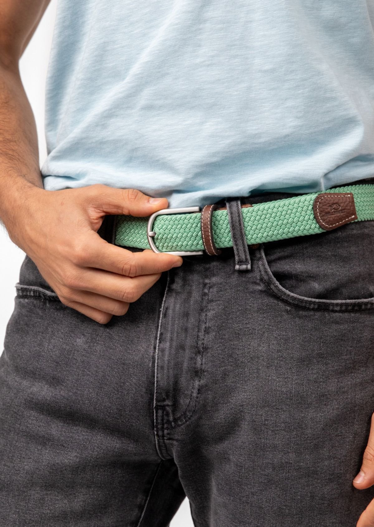 Ceinture tressée élastique unie BILLYBELT Vert