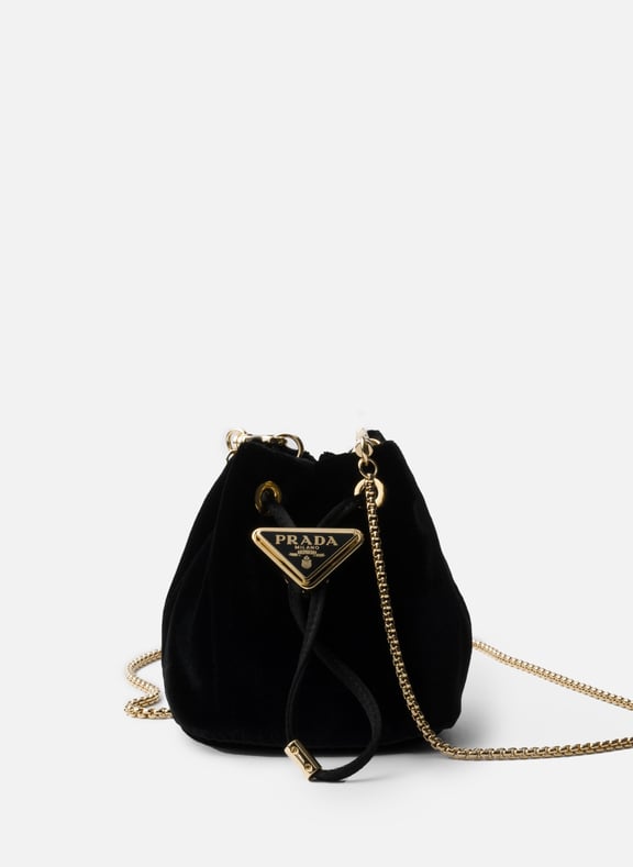 Mini pochette en velours Noir by PRADA PRADA Mini pochette en velours Noir