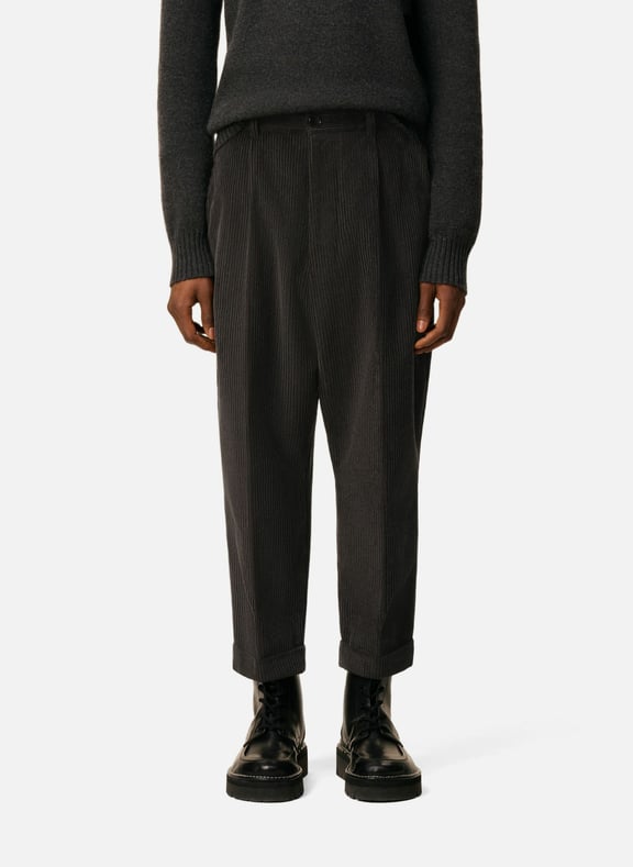 Pantalon carotte coupe oversize en coton Gris by AMI PARIS AMI PARIS Pantalon carotte coupe oversize en coton Gris