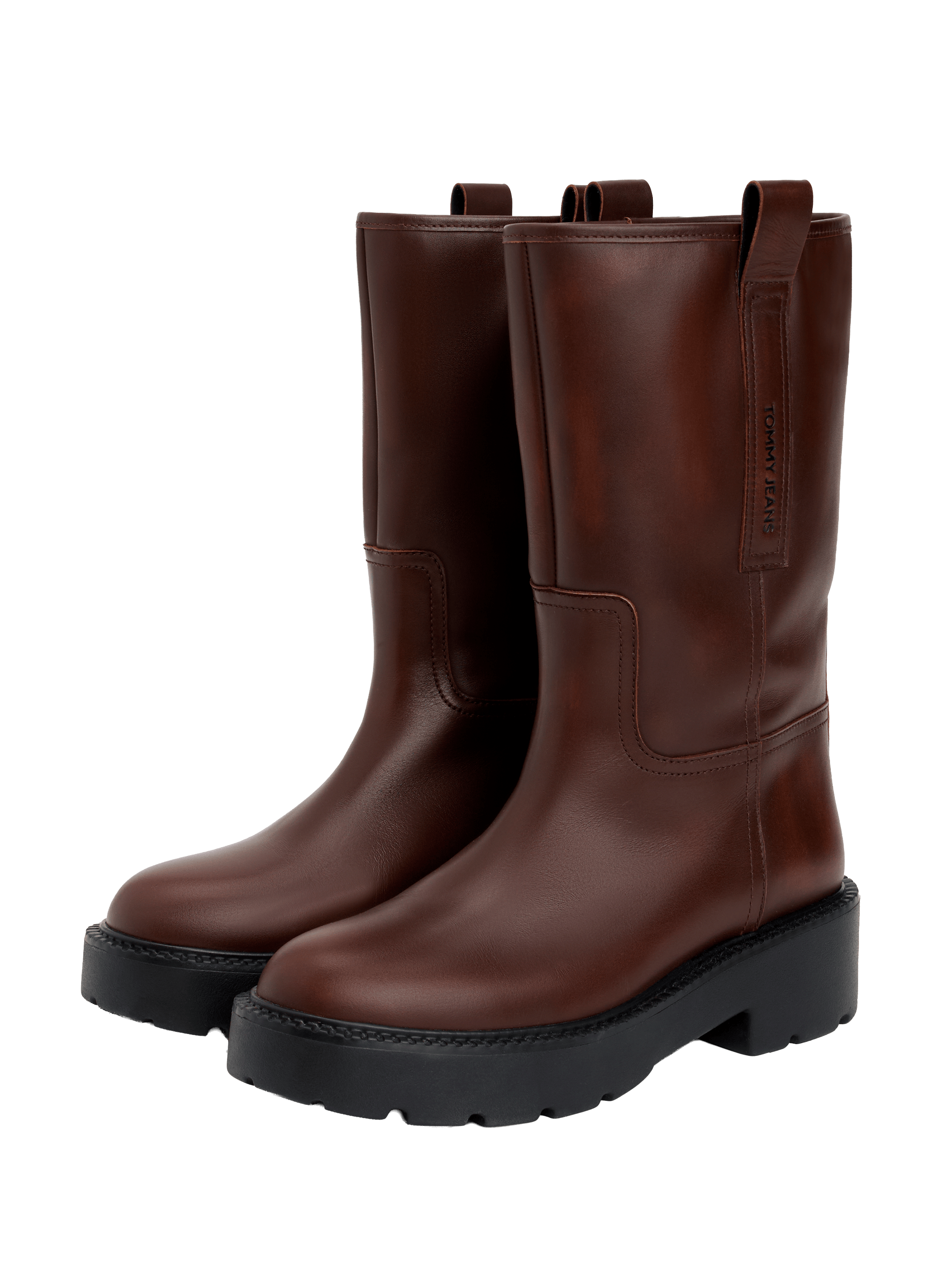 TOMMY HILFIGER Bottes mi-mollet en cuir Marron