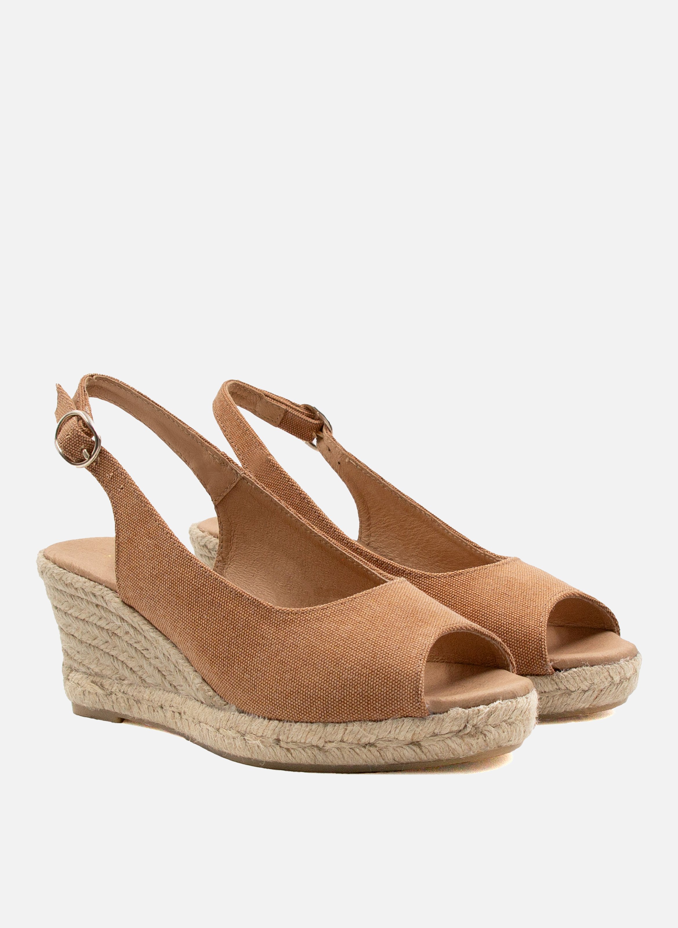 Espadrilles slingback toile recyclée JULES & JENN Marron