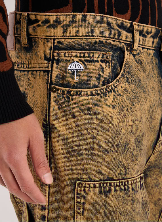 Washed denim trousers in a cotton blend | Brown by HELAS CAPS Washed denim trousers in a cotton blend Brown