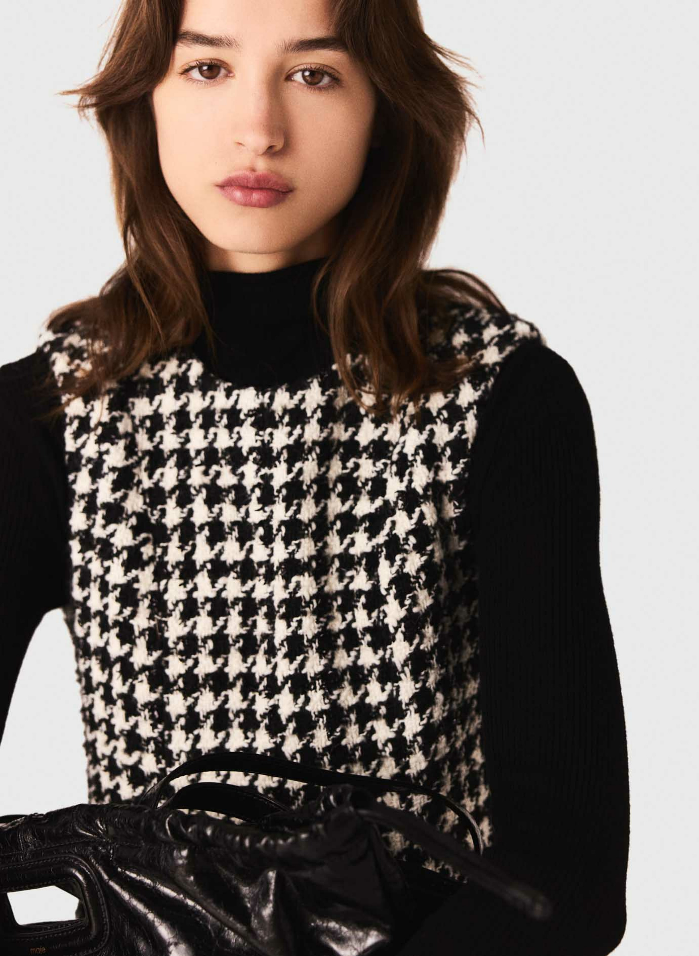 Robe courte col rond imprimé MAJE Noir