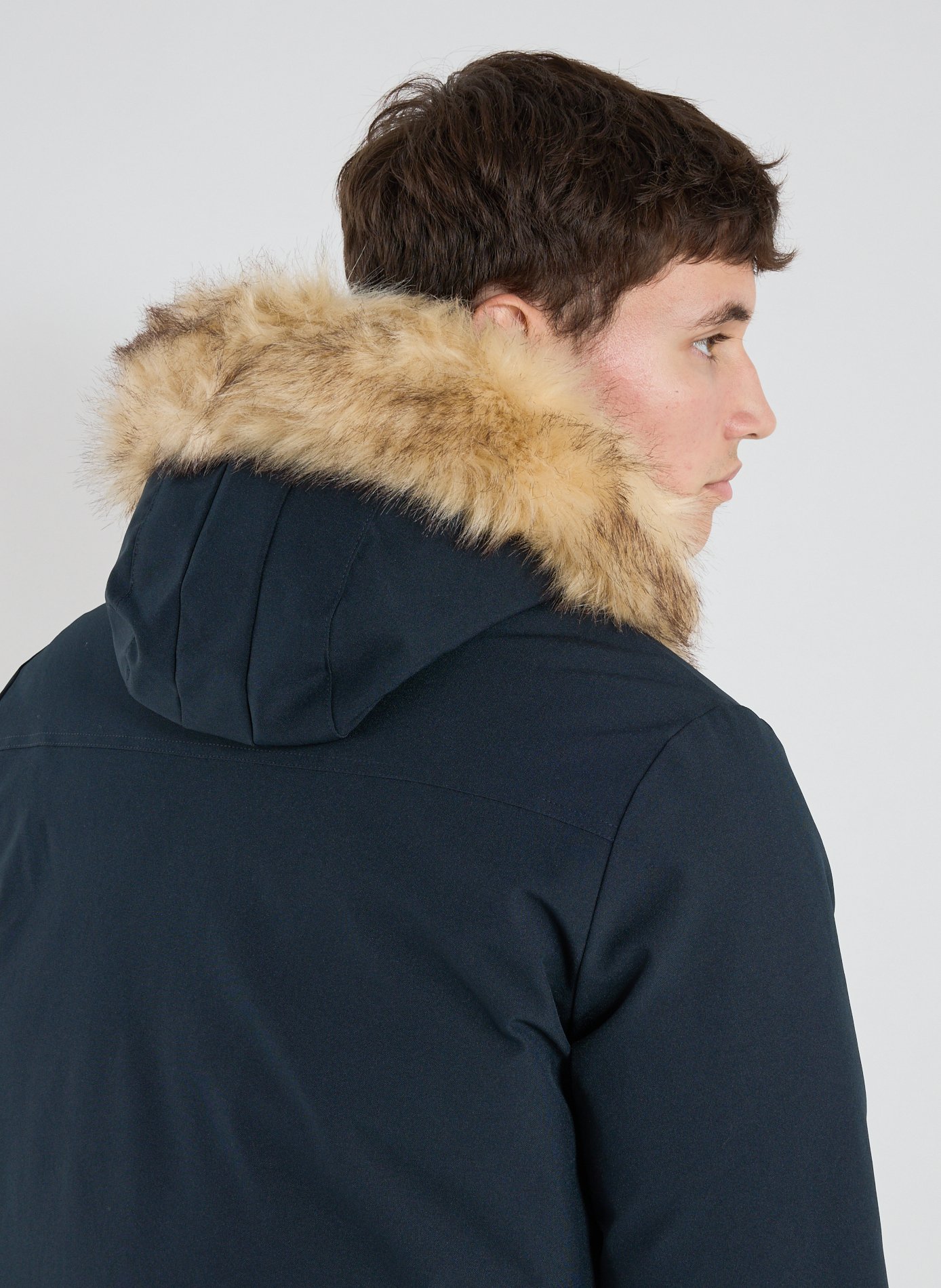 Parka mi longue à capuche  SCHOTT Bleu