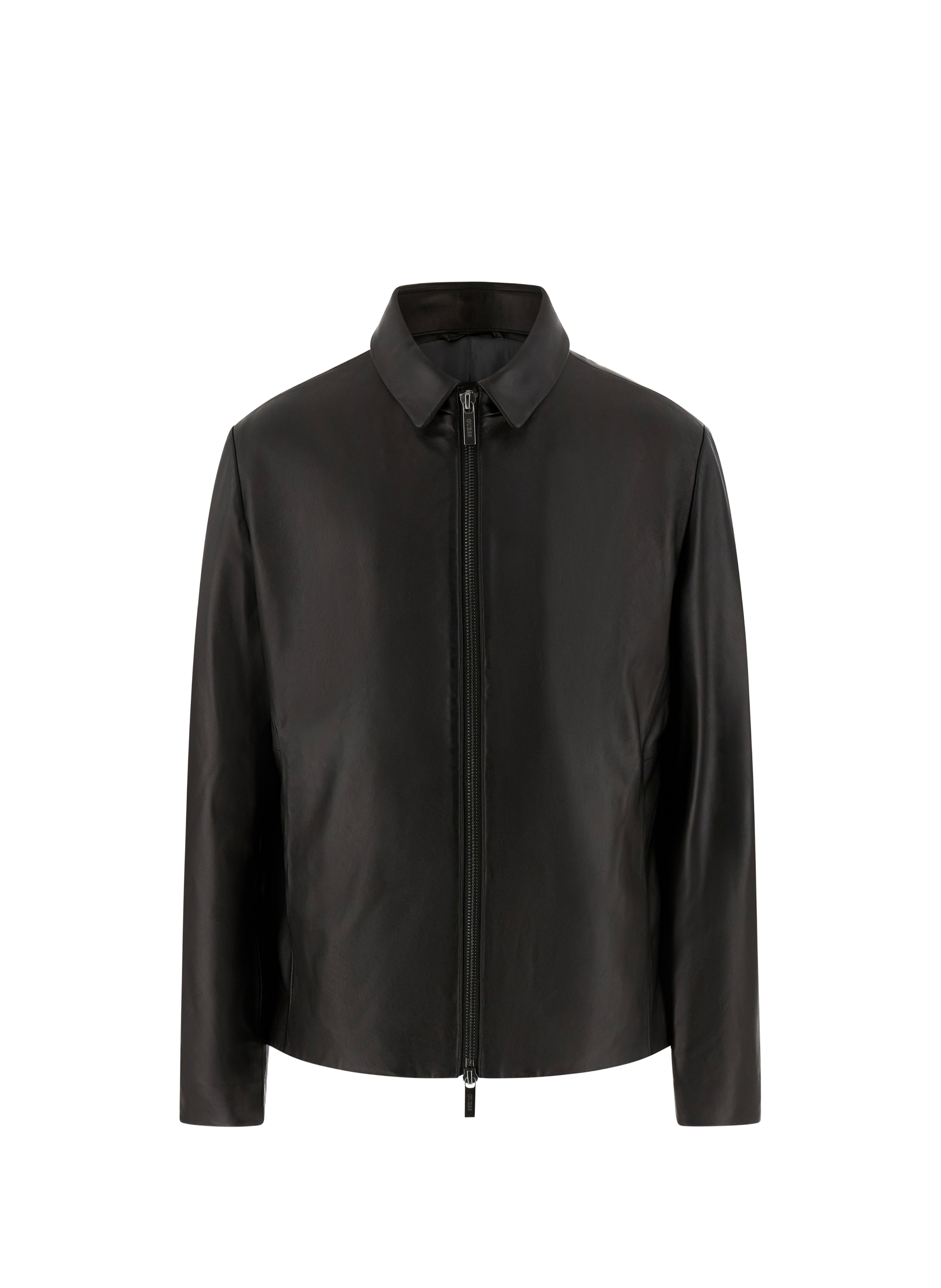 Veste droite à col classique en cuir GUESS Noir