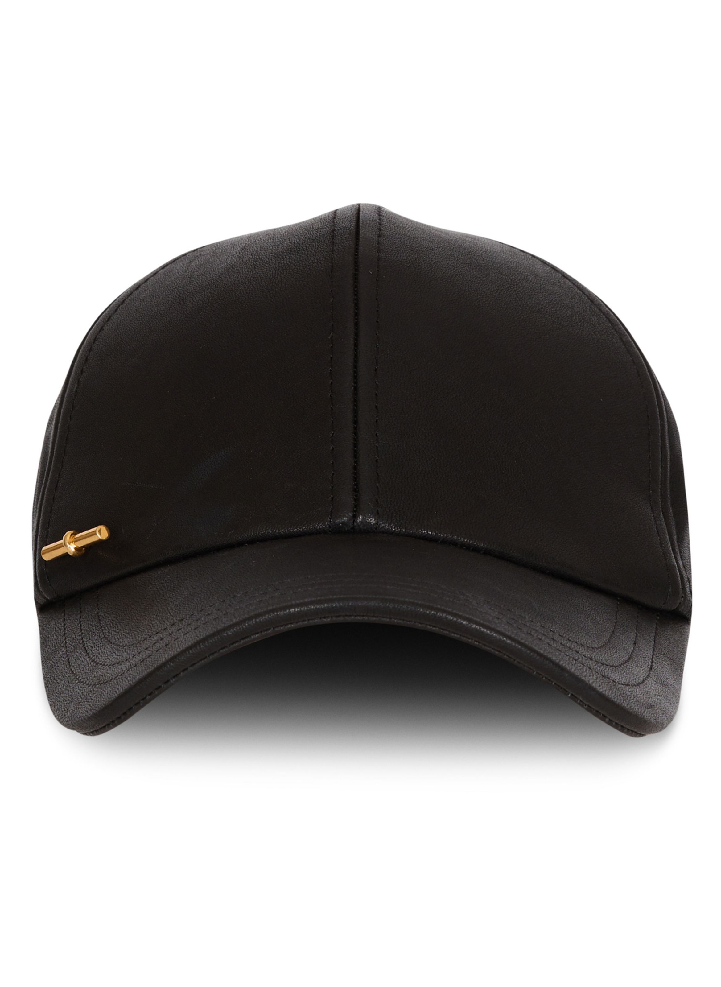 Casquette en cuir d’agneau BALMAIN Noir