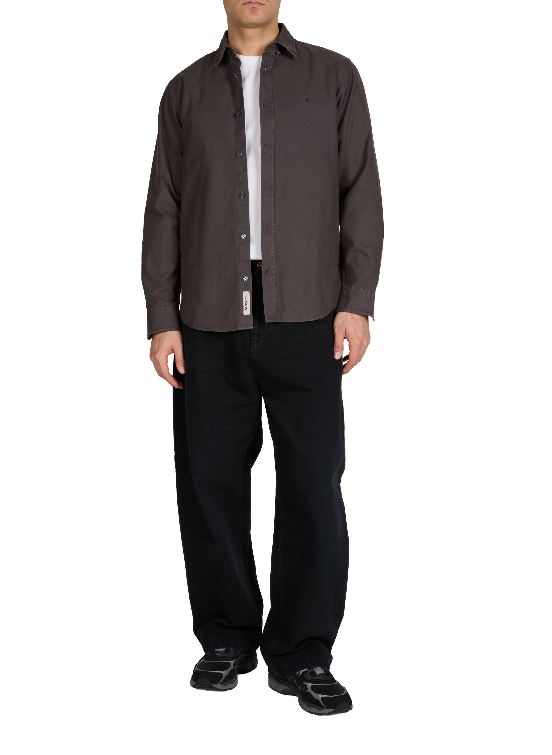 Solid straight cotton shirt CARHARTT WIP Grey