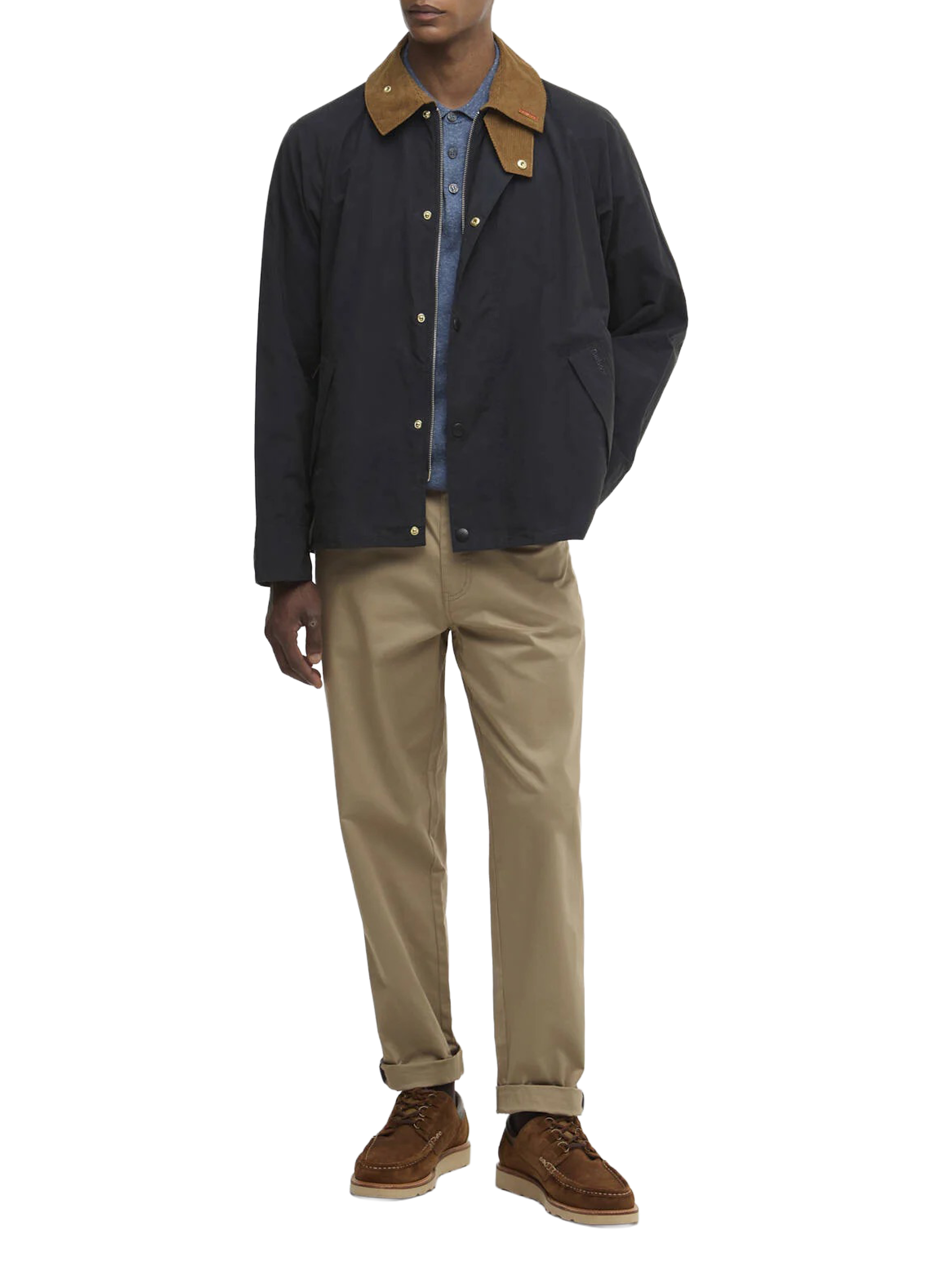 Veste droite col boutonné en coton mélangé BARBOUR Bleu