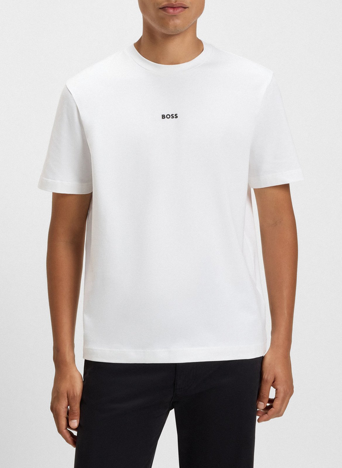 Tee-shirt col rond en coton mélangé BOSS Blanc