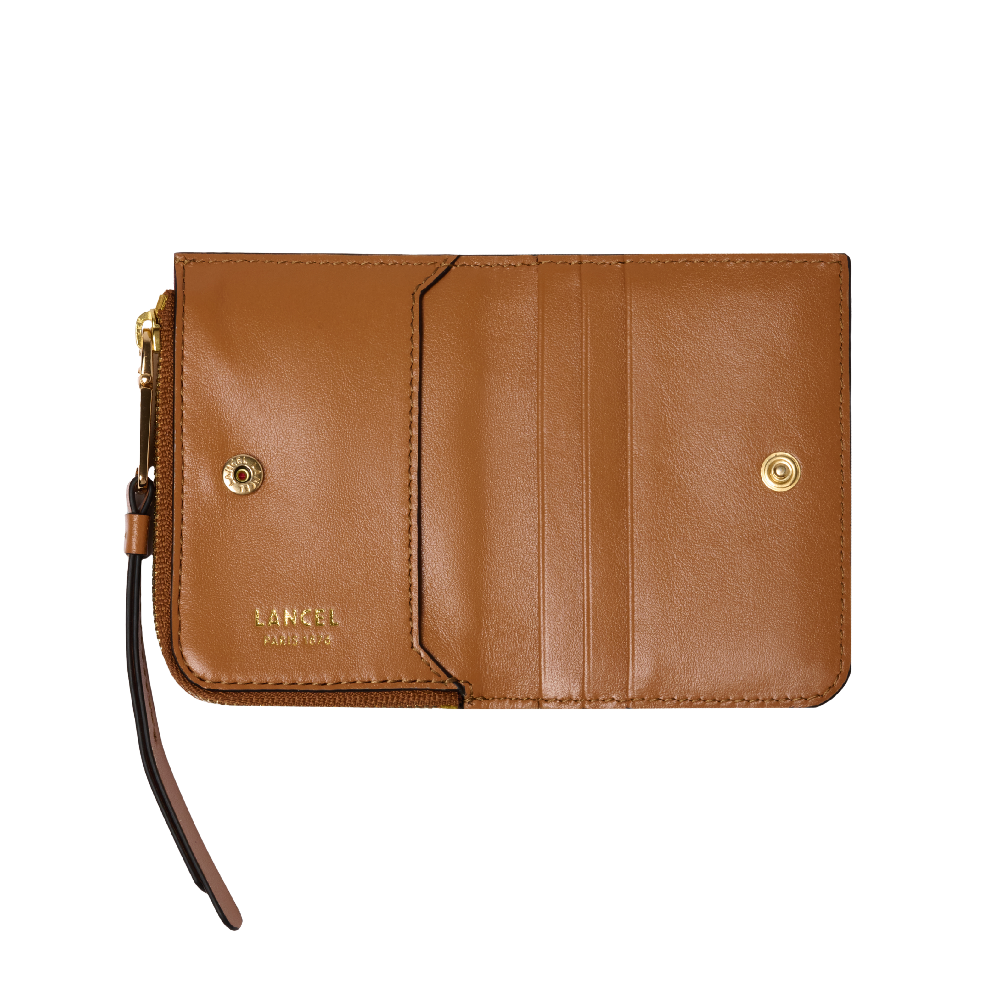 Mini portefeuille zippé origami de lancel en cuir LANCEL Marron