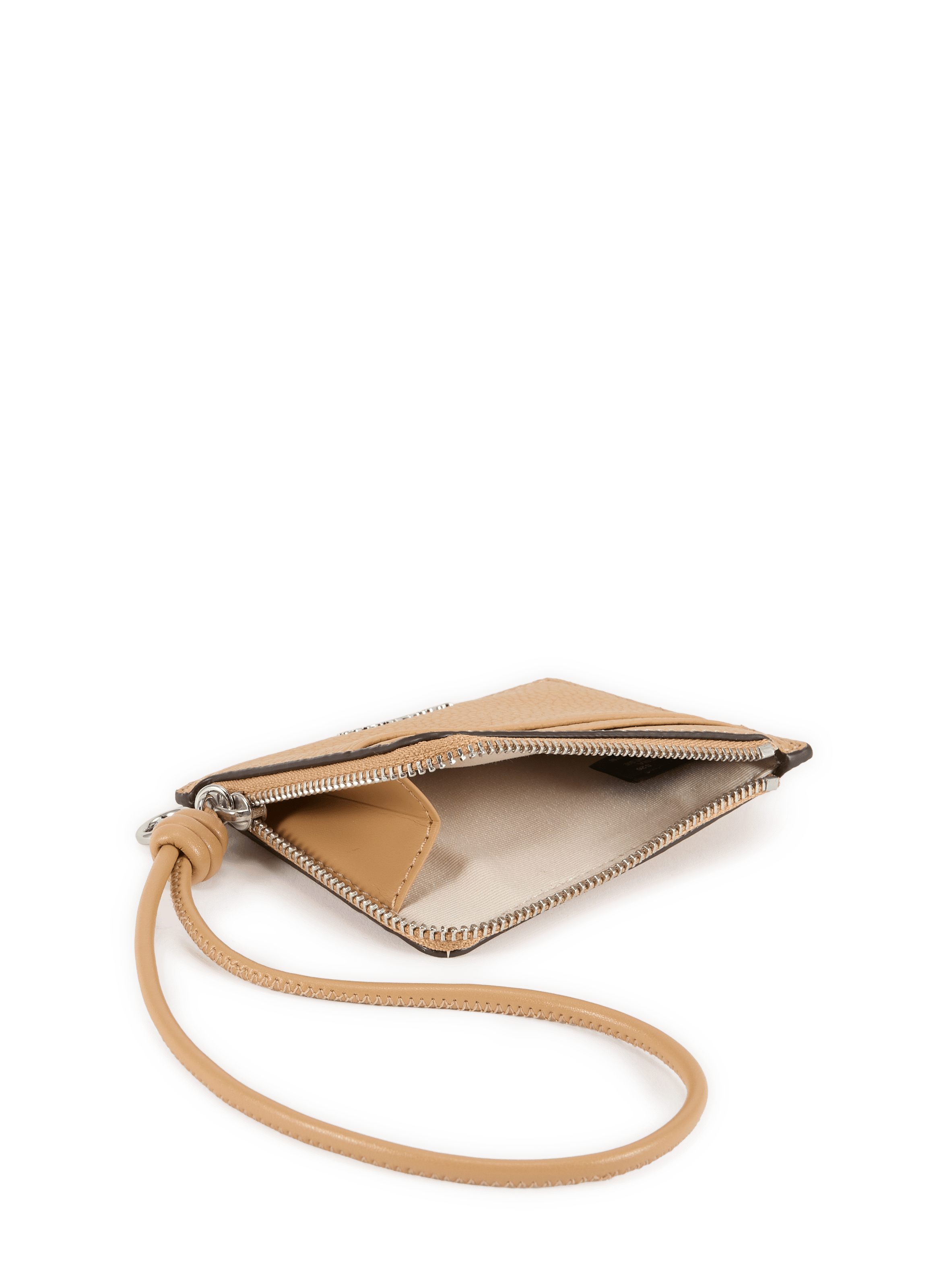 Small Jet Set grained leather card holder with wrist strap MICHAEL KORS Brown