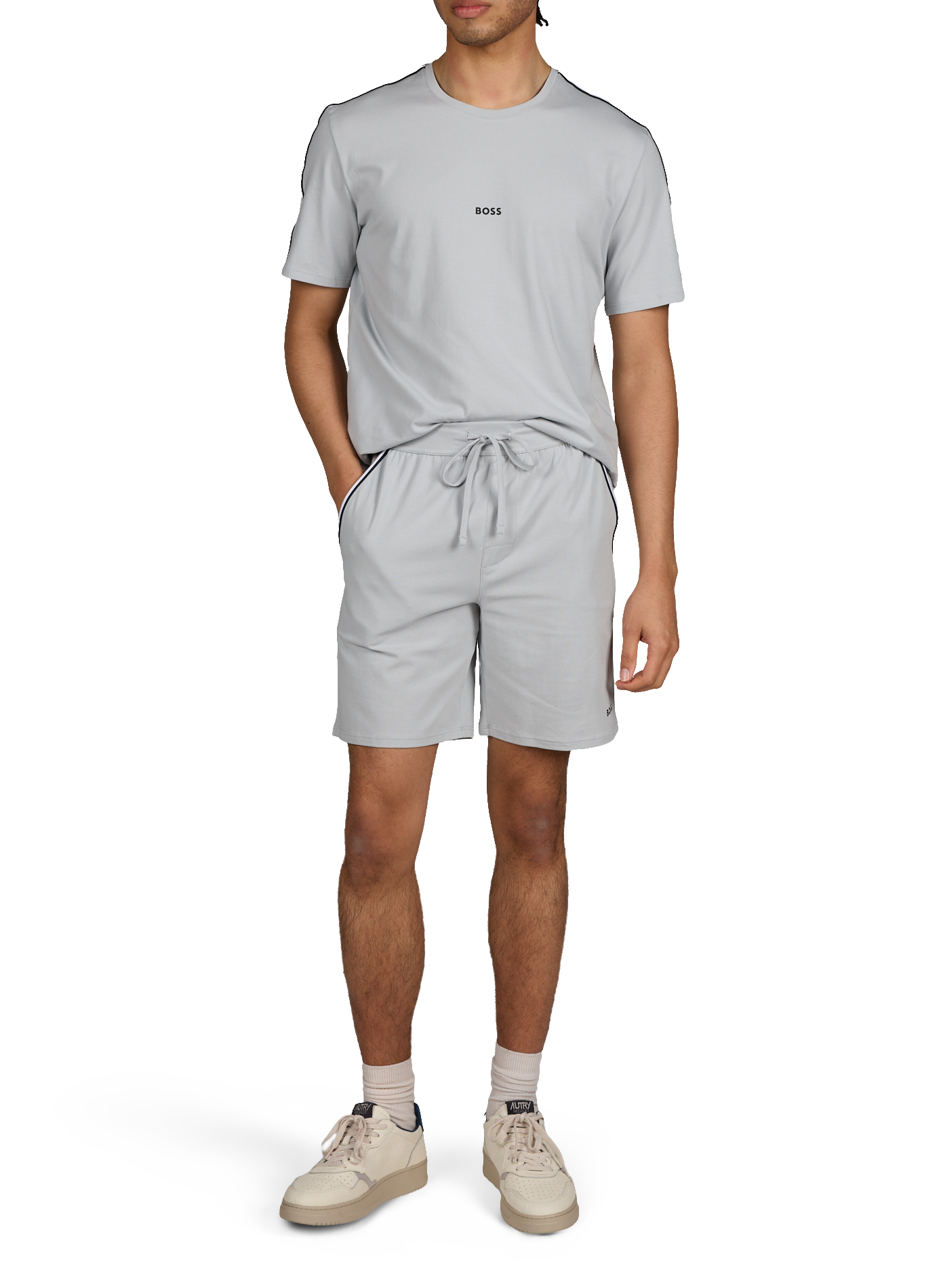 Straight cotton blend shorts BOSS Grey