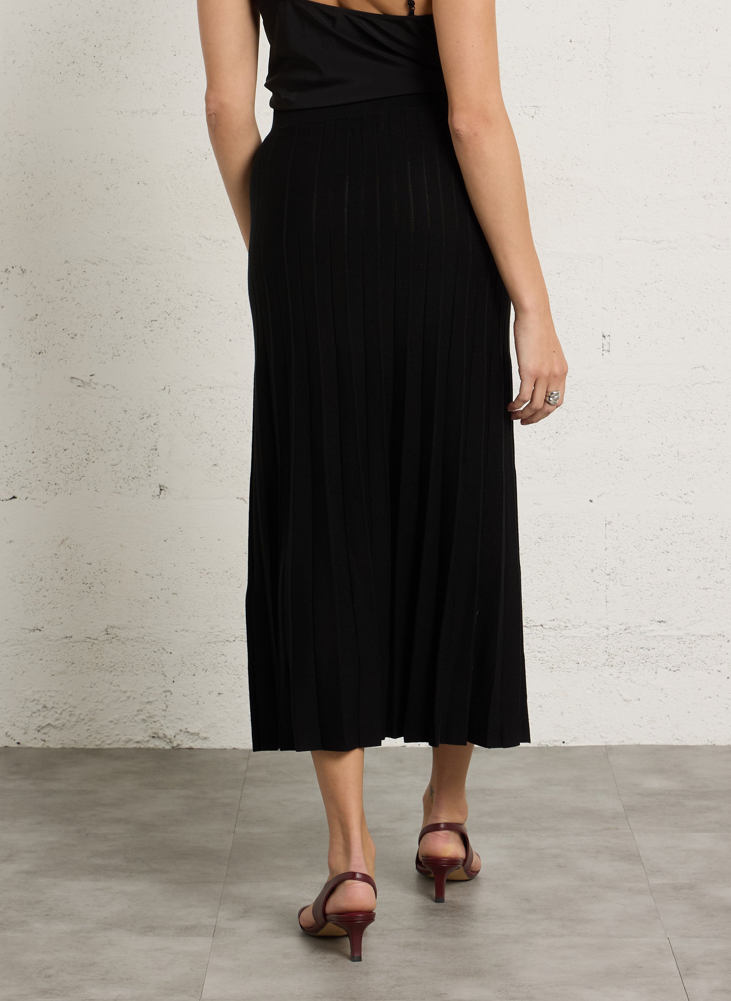 Jupe longue plissée unie ombre MAISON 123 Noir