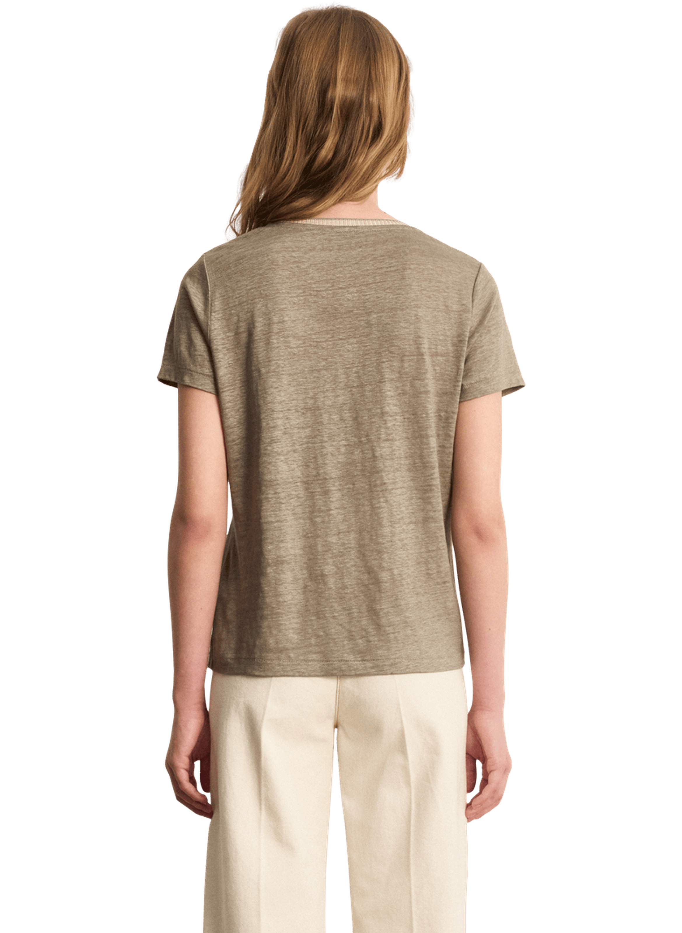 T-shirt v en lin et lurex - tinael PABLO Kaki
