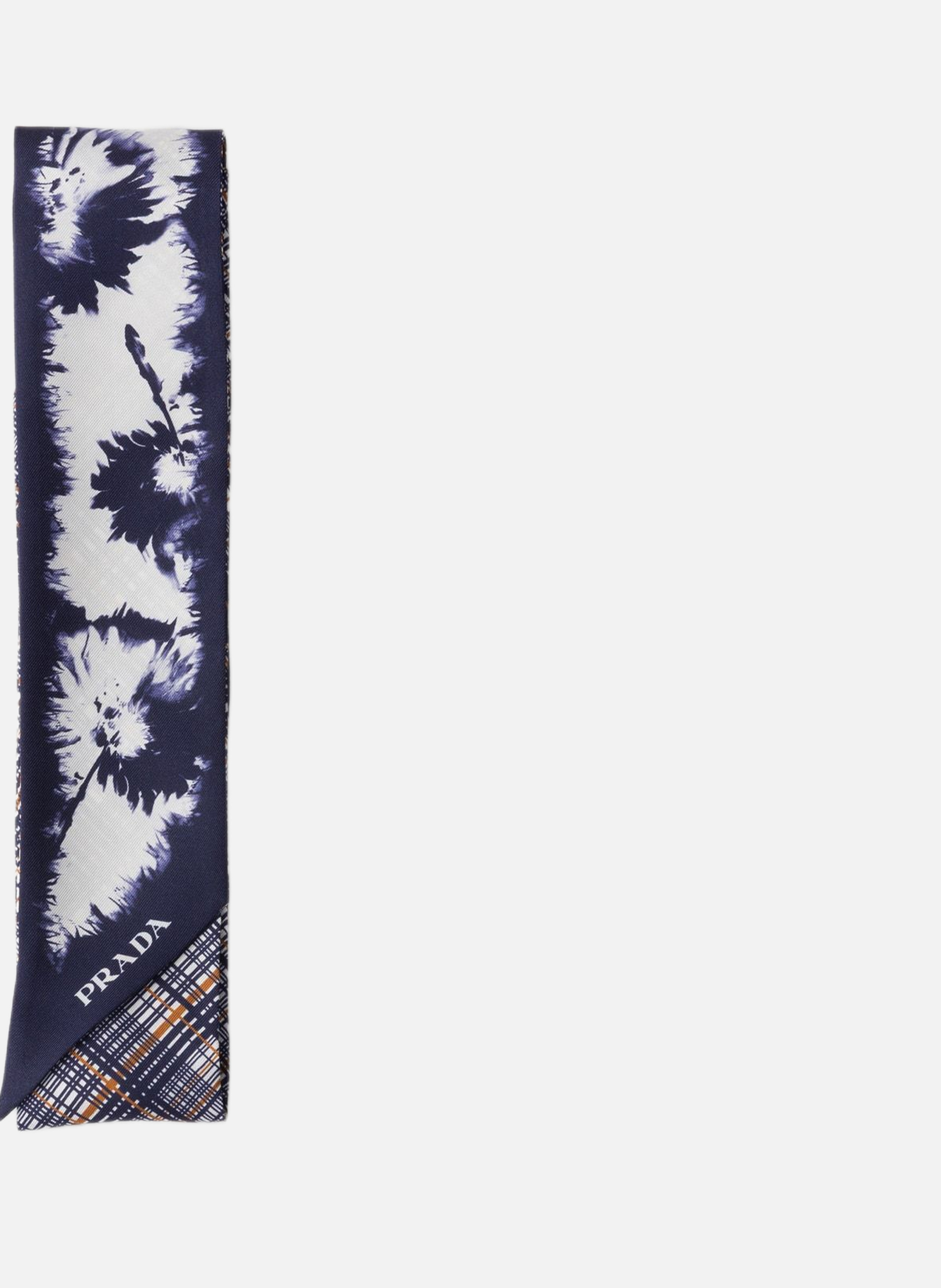 Foulard fin en sergé de soie imprimé PRADA Bleu