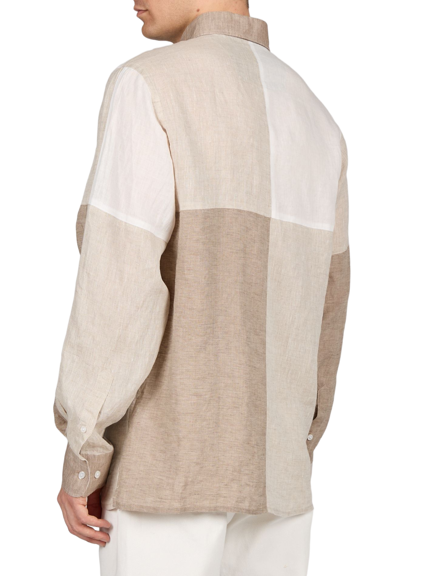 Chemise patchwork col américainen lin EDEN PARK Beige