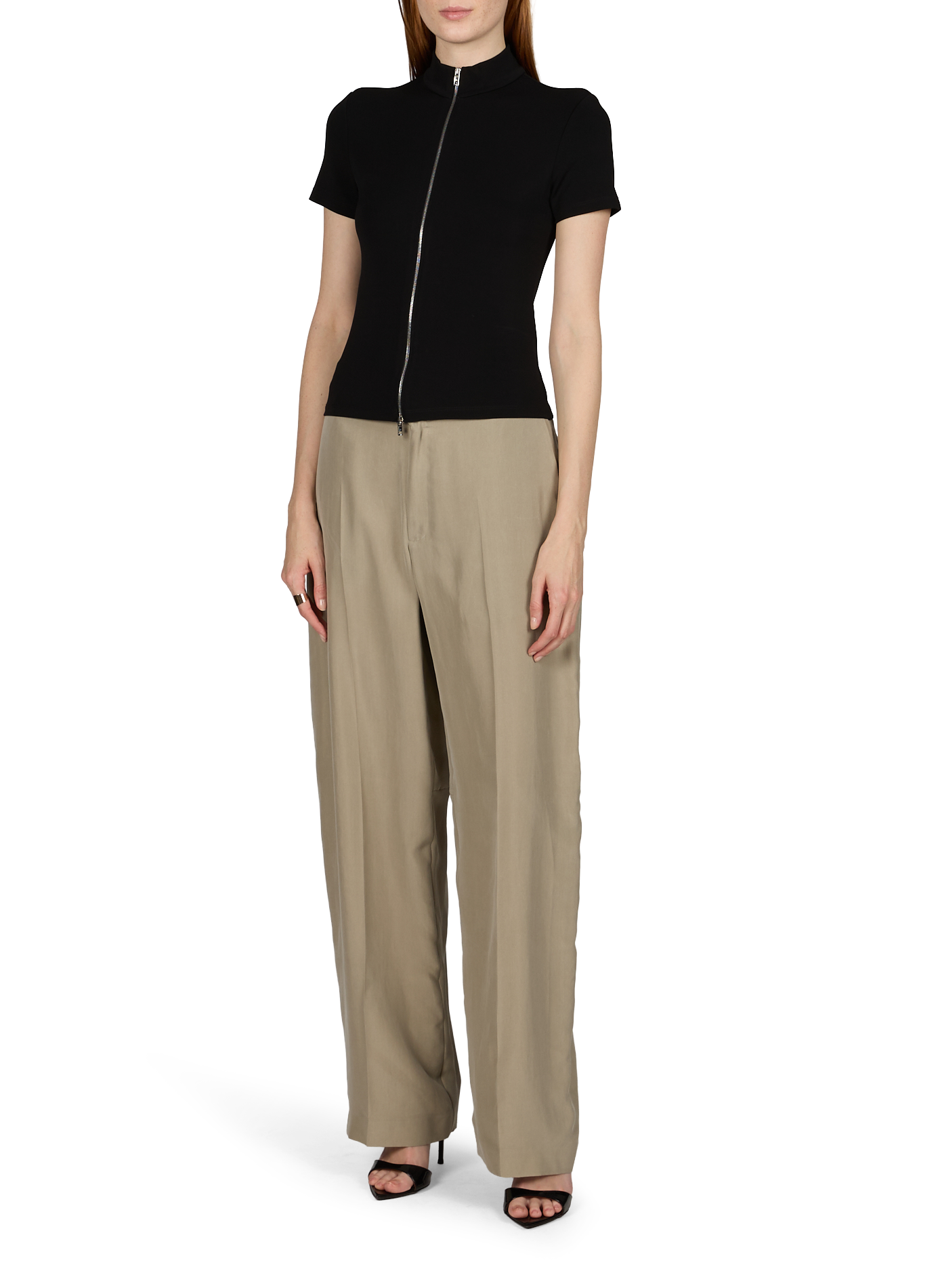 Pantalon à lien de resserrage en soie ALEXANDER WANG Blanc