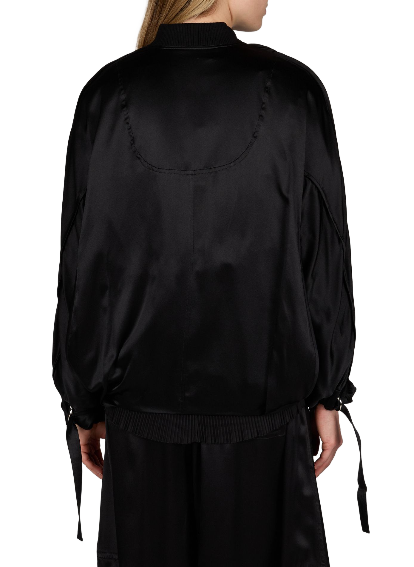 Weite Satin-Seidenjacke CO Schwarz