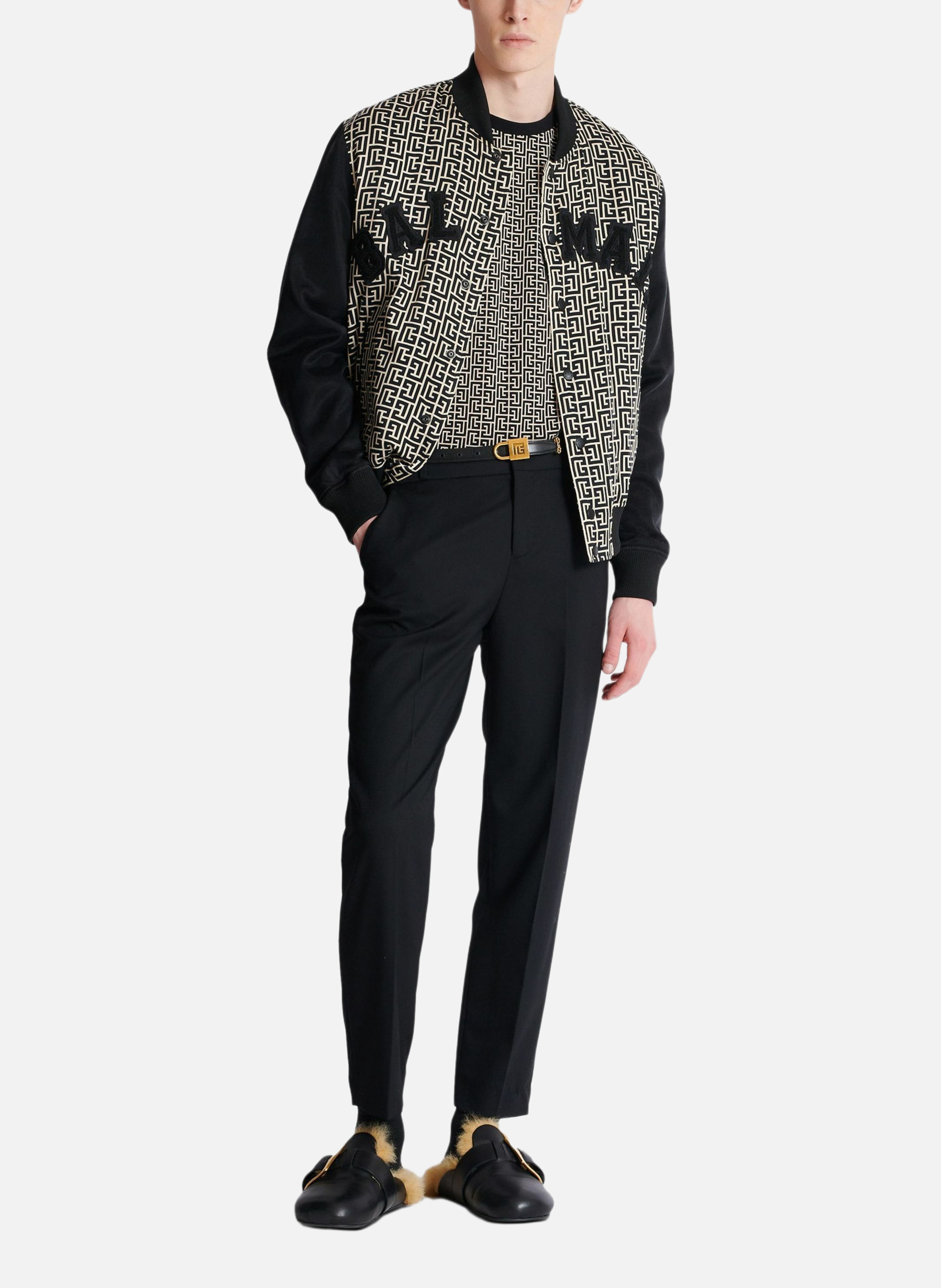 T-shirt en jacquard monogrammé BALMAIN Noir