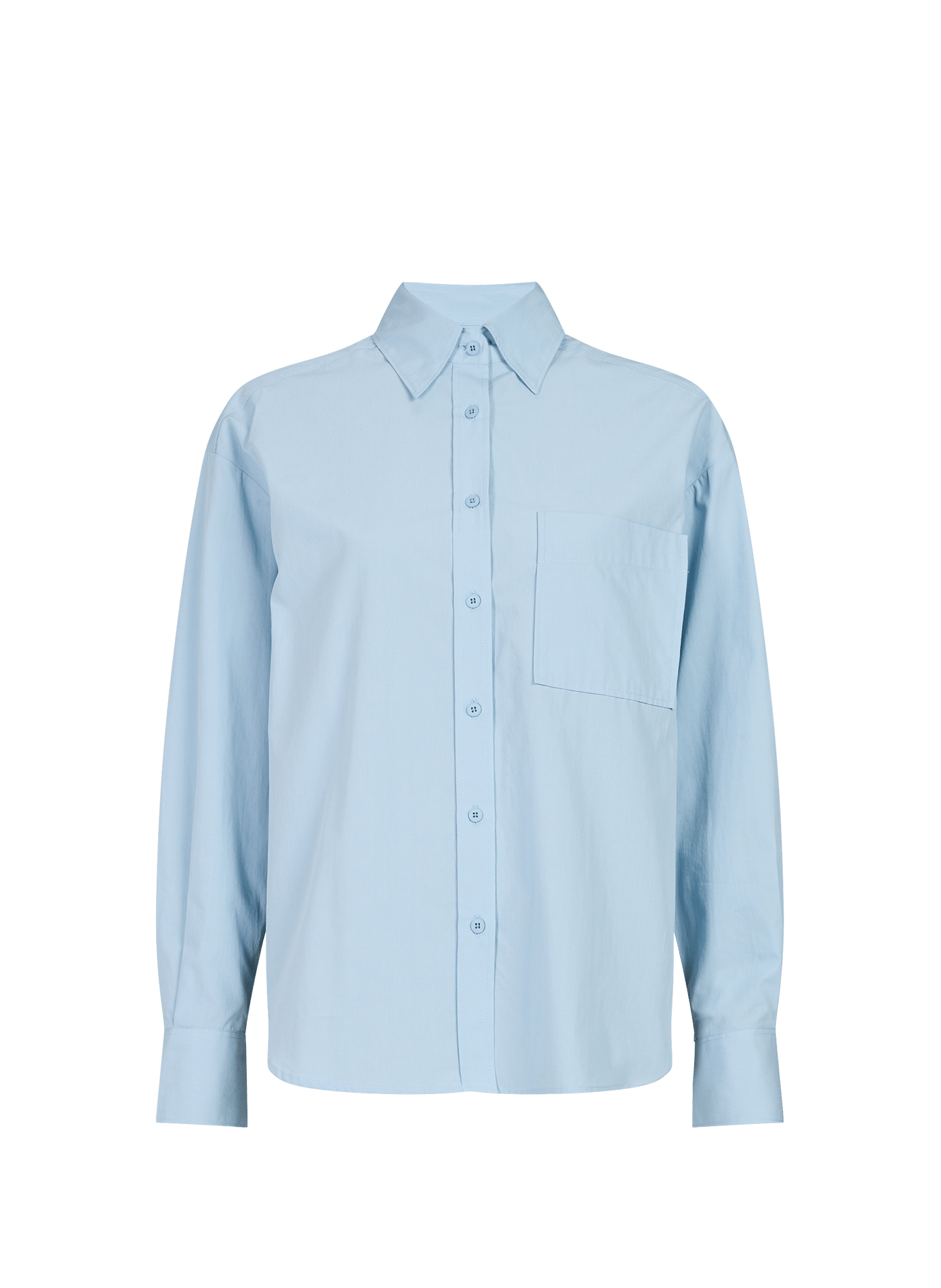 Solid cotton shirt with embroidery on the back CLOSED Blue