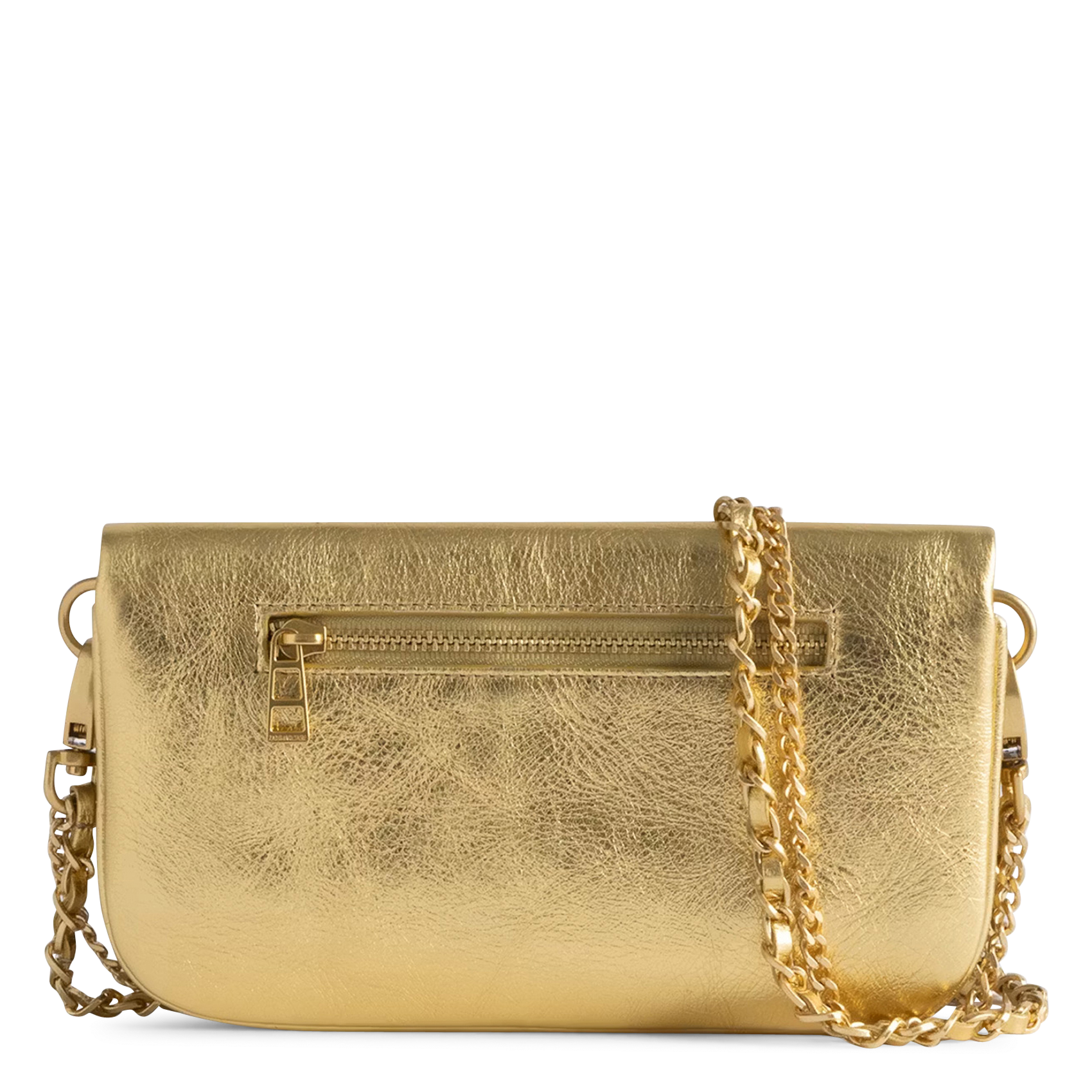 Rock nano leather evening clutch ZADIG&VOLTAIRE Golden