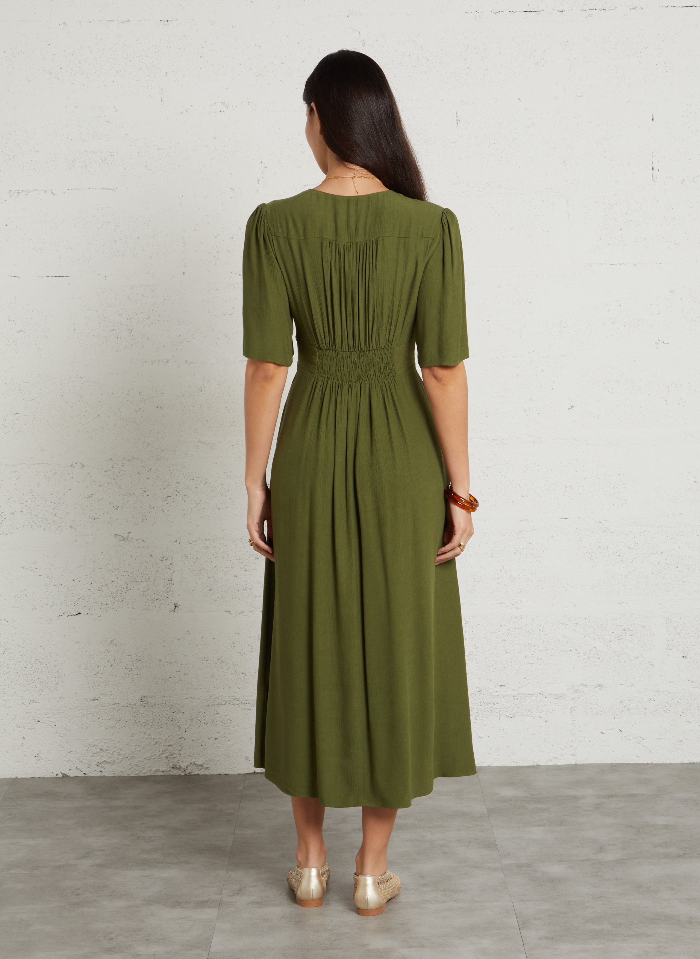 Robe longue à col noué unie love MAISON 123 Vert