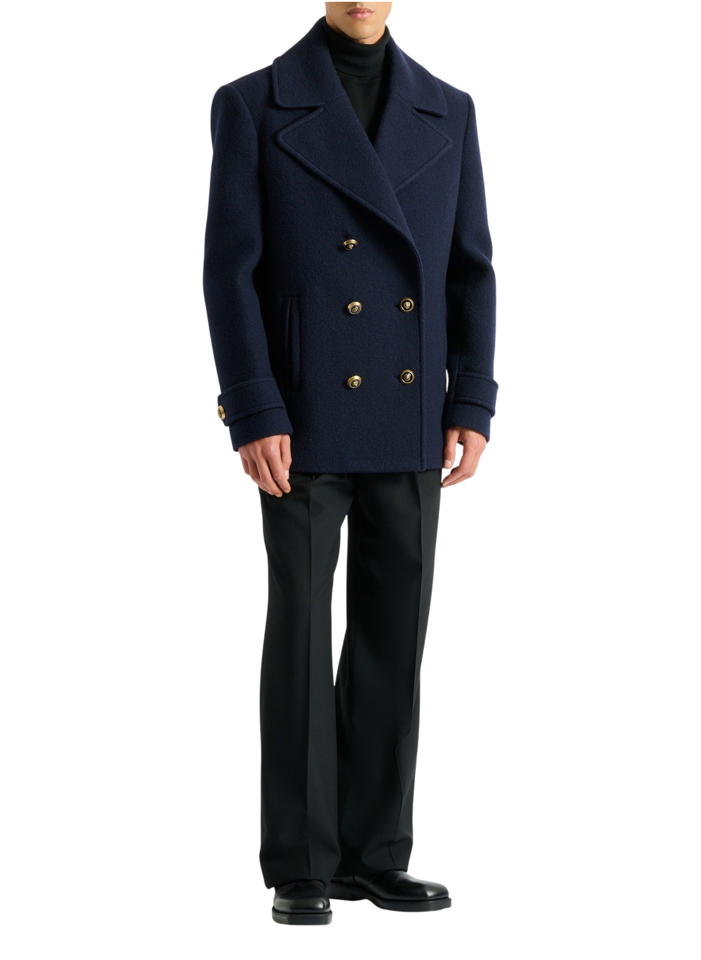 Caban en laine BALMAIN Bleu