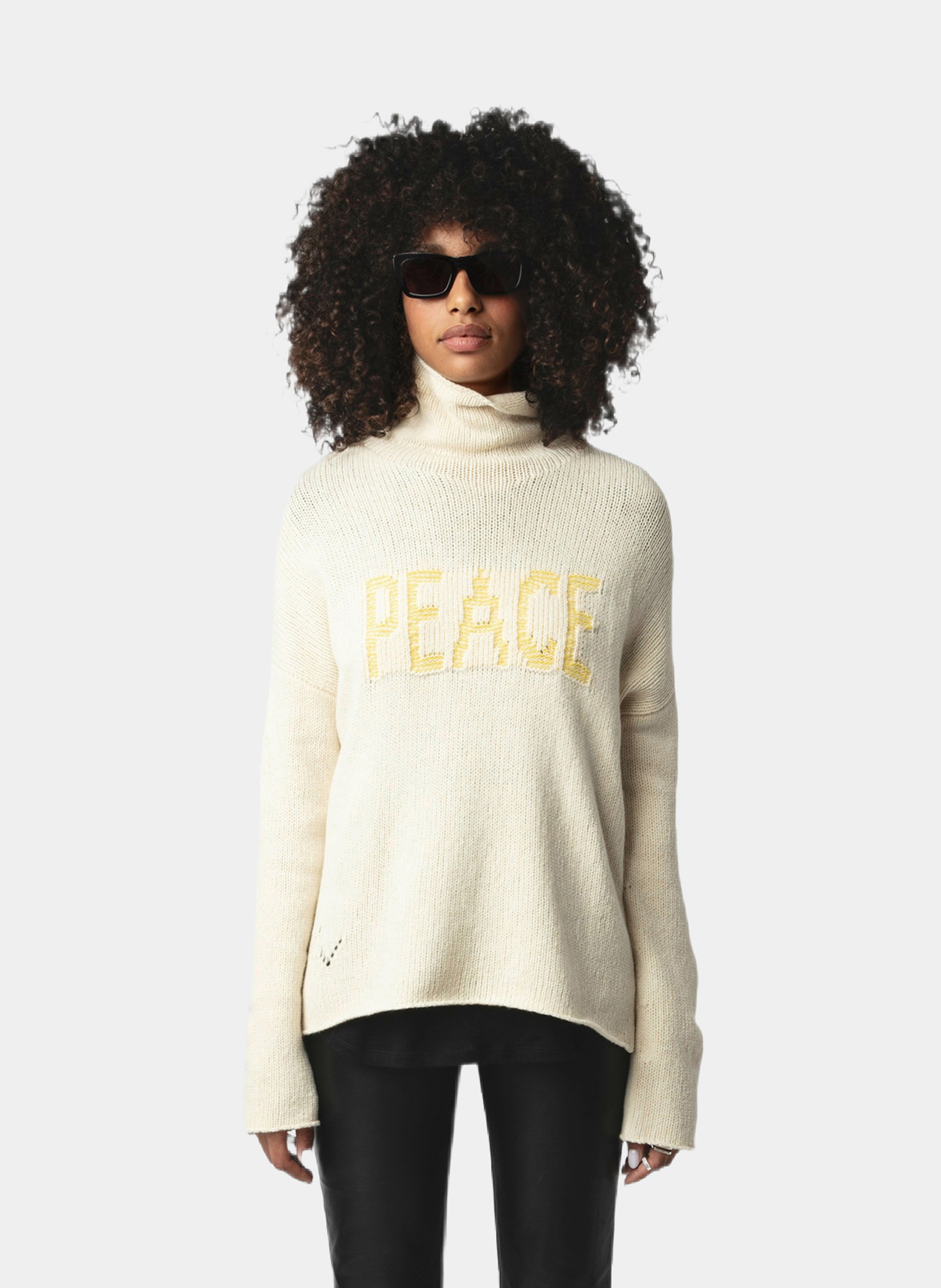 Pull col montant ample en laine almy ZADIG&VOLTAIRE Beige