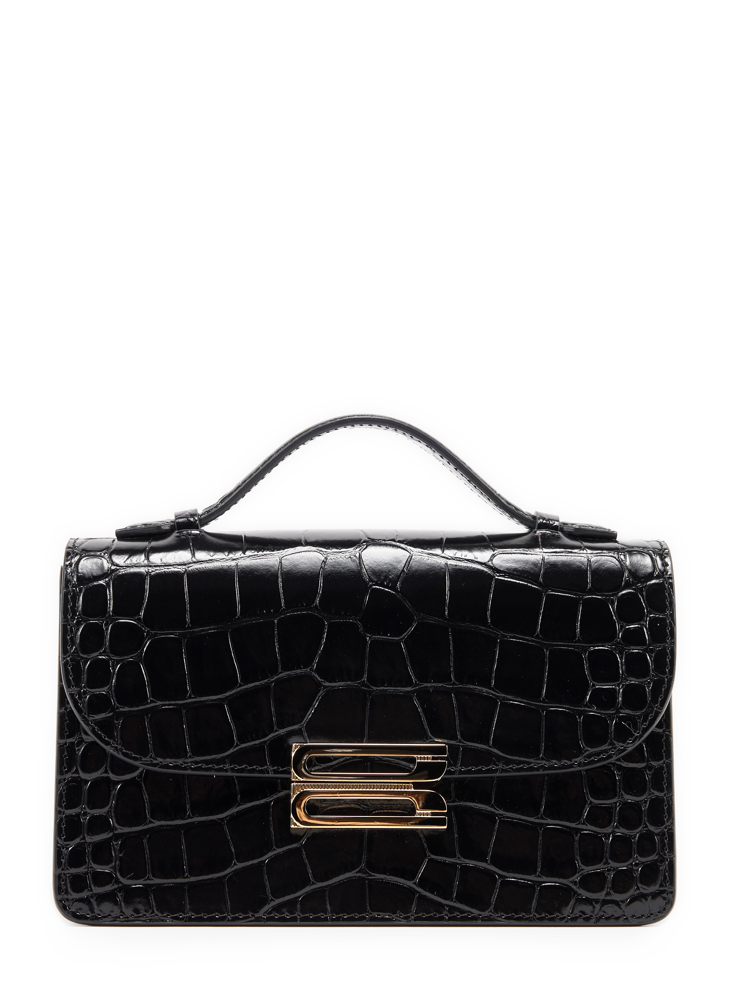 Crocodile effect Dorian bag in calf leather VICTORIA BECKHAM Black