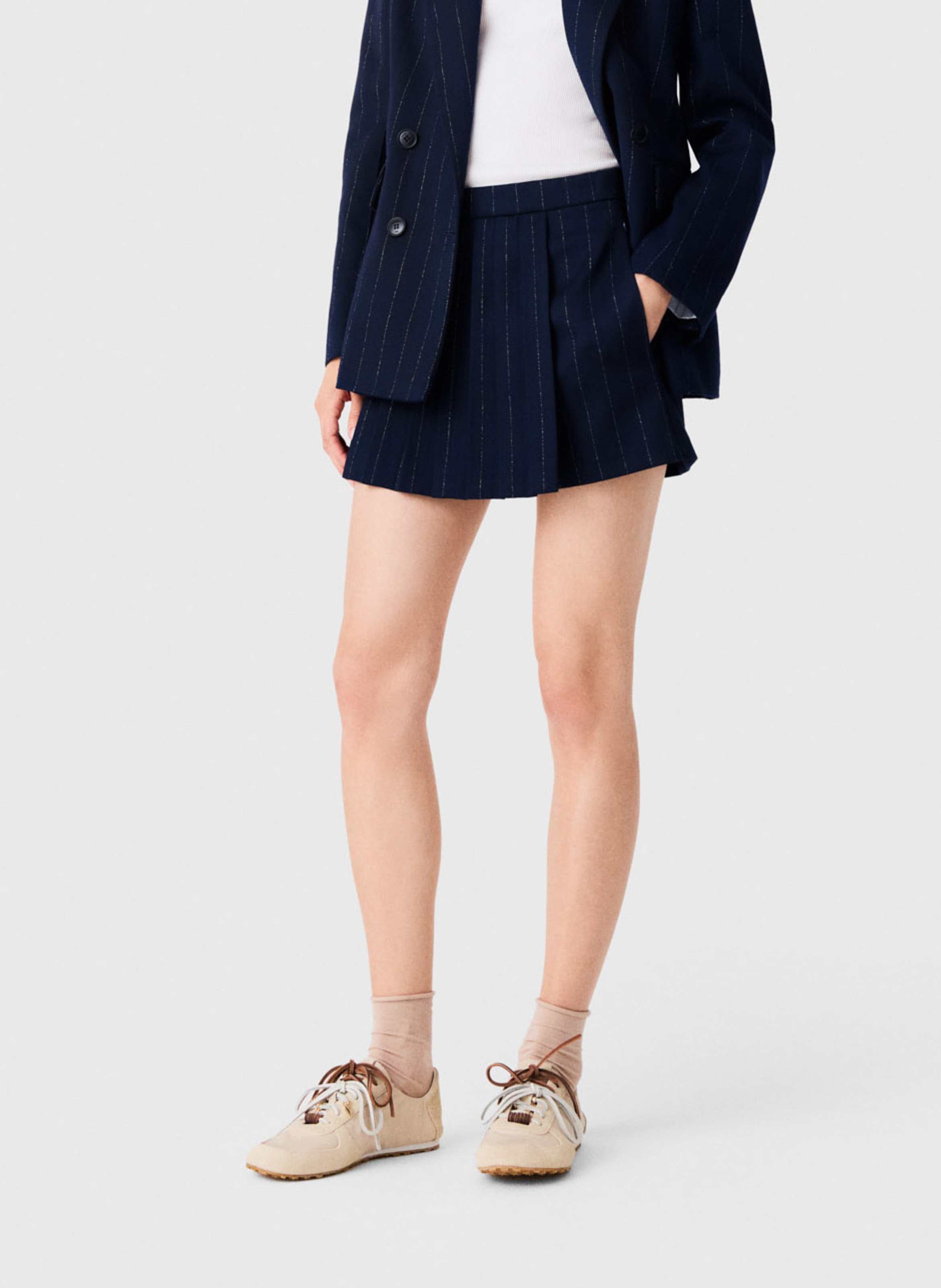 Short jupe à rayures fines MAJE Bleu