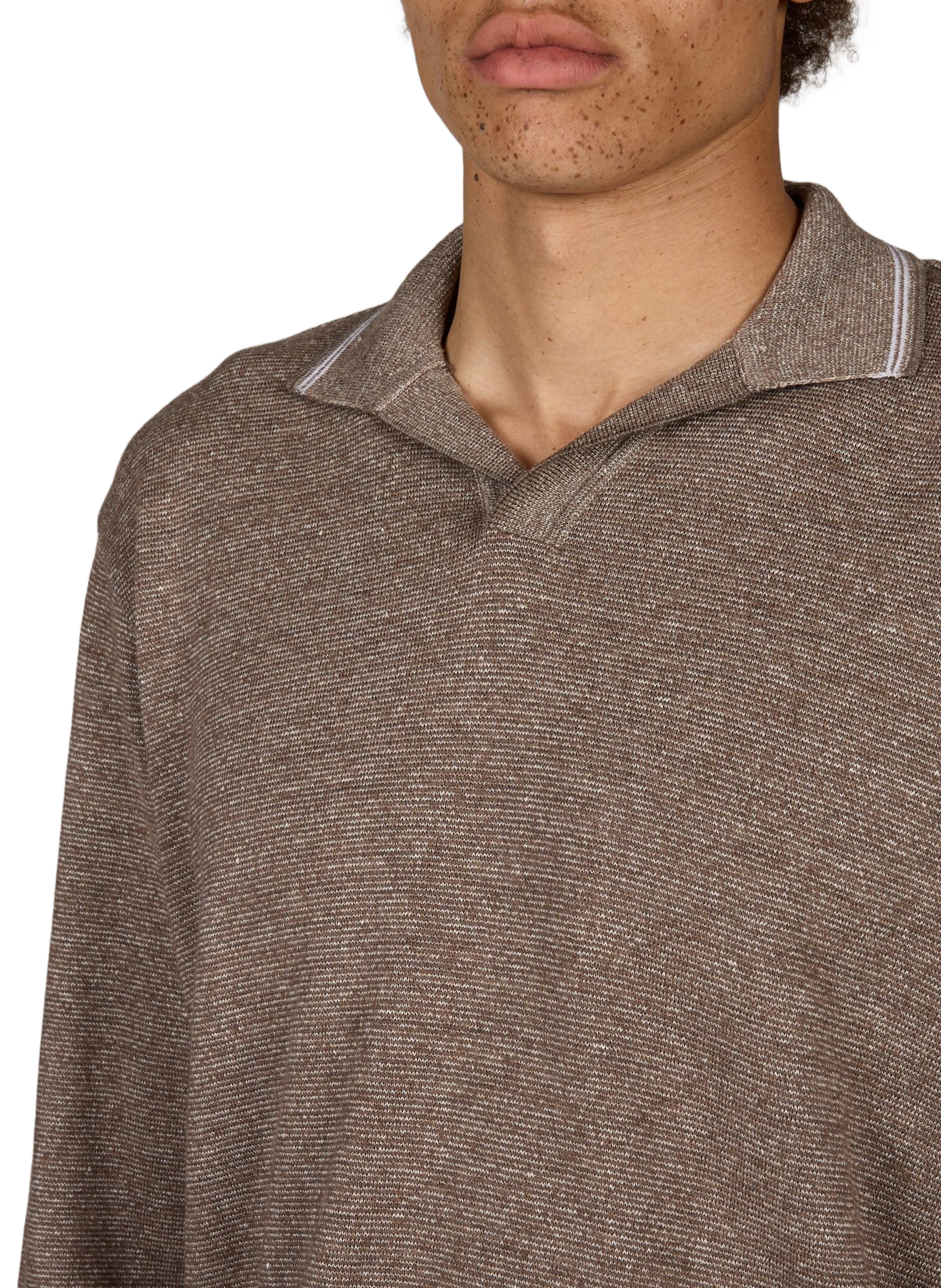 Straight heathered wool blend polo PAUL & SHARK White
