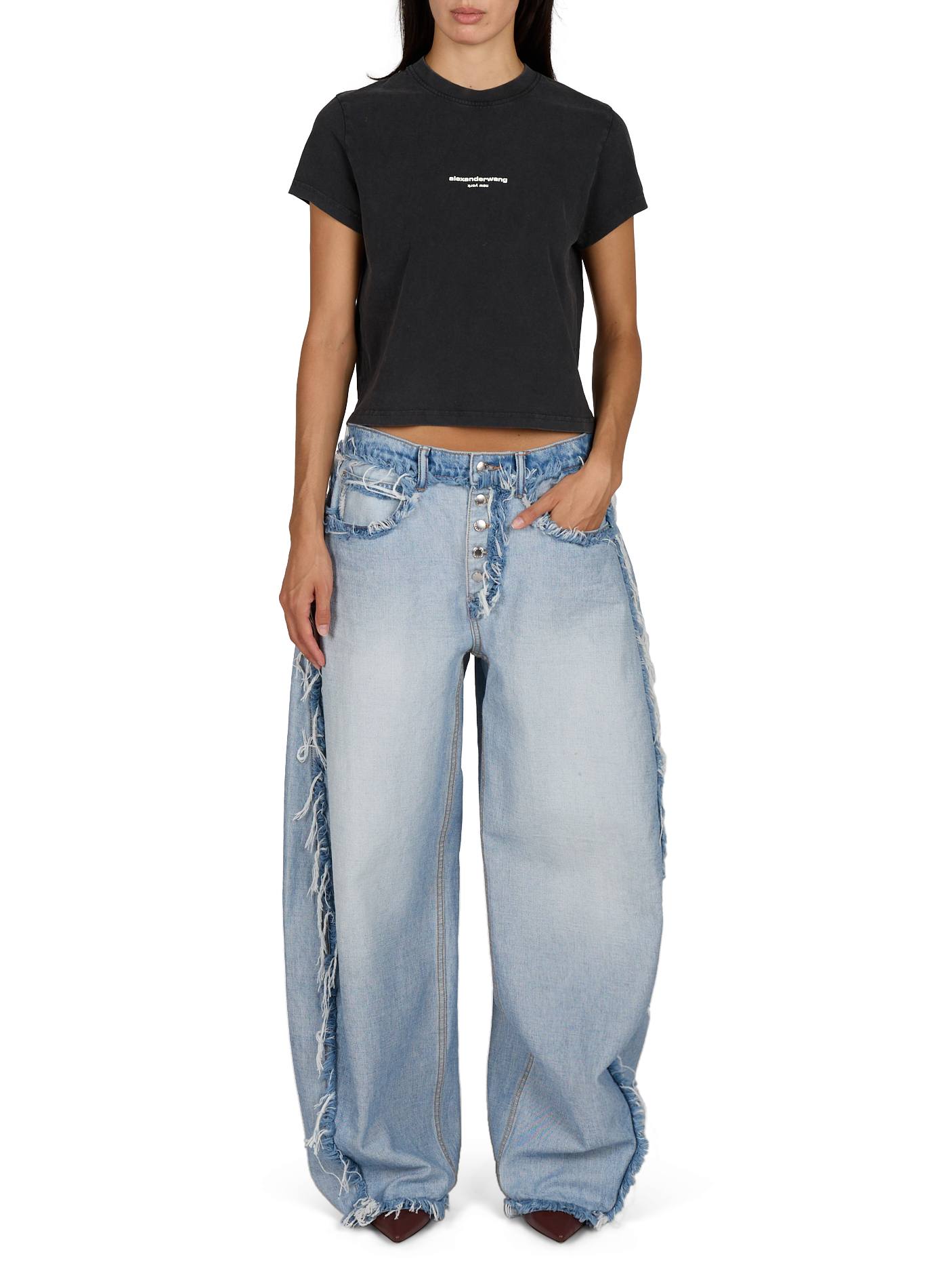 Tee-shirt col rond en coton ALEXANDER WANG Noir
