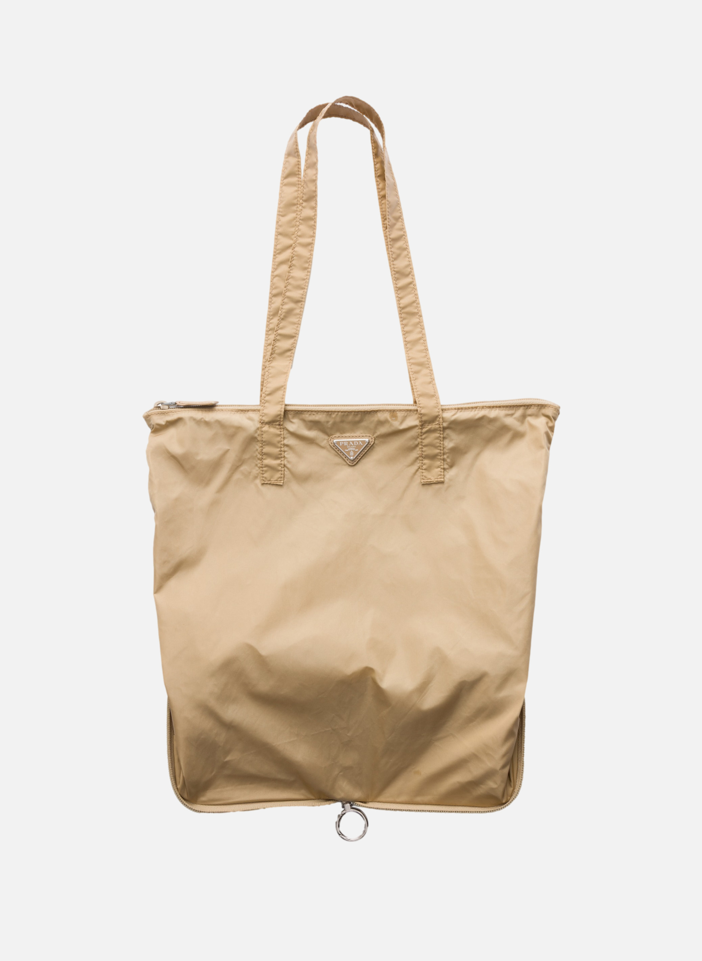 Pendentif en cuir saffiano avec sac cabas en re-ny PRADA Marron