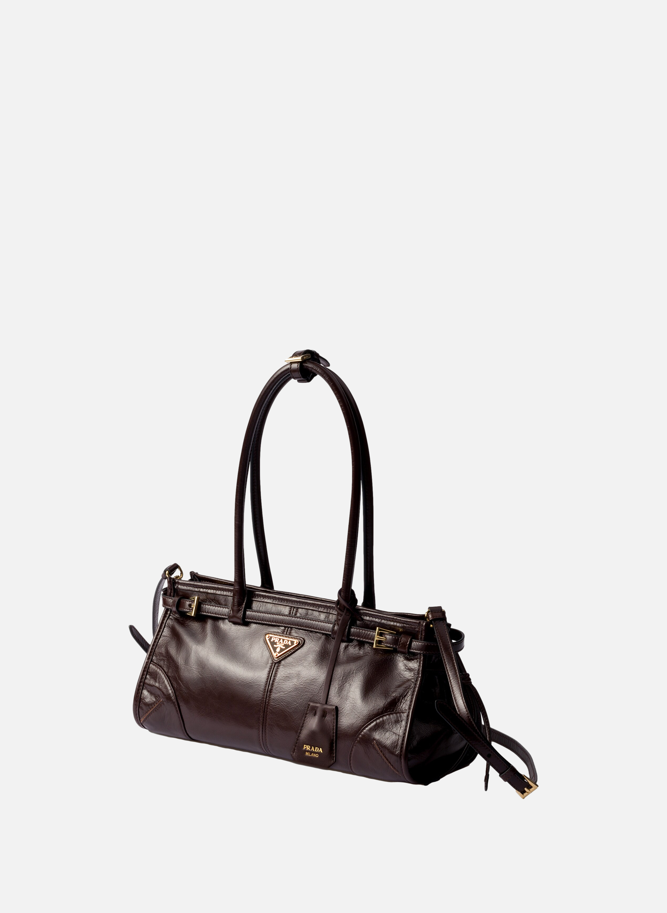 Sac prada bonnie en cuir medium PRADA Marron