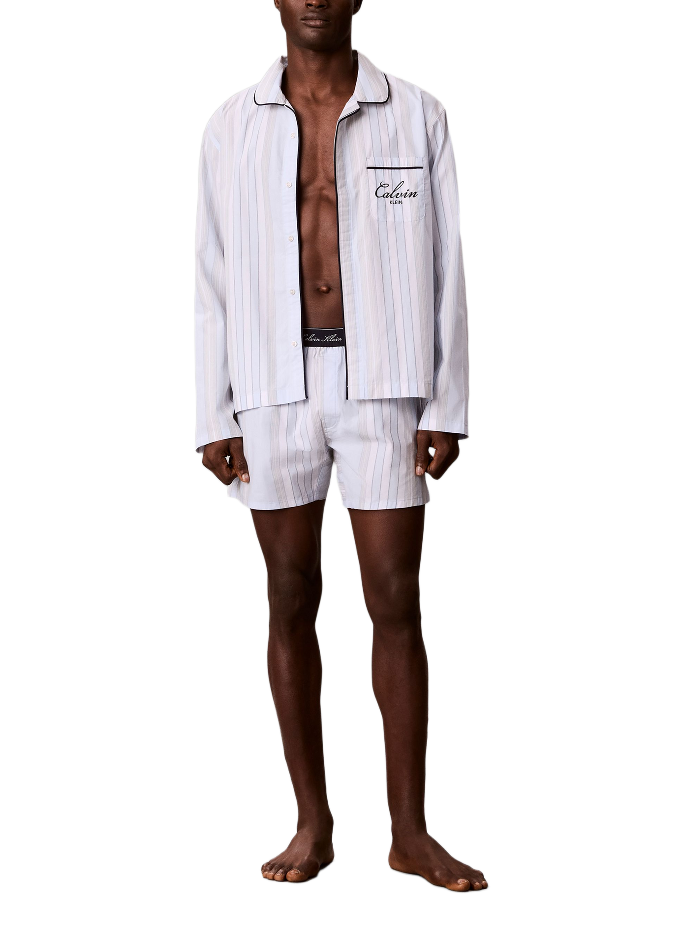 Pyjama-Hemd mit Streifen aus Baumwolle CALVIN KLEIN Mehrfarbig