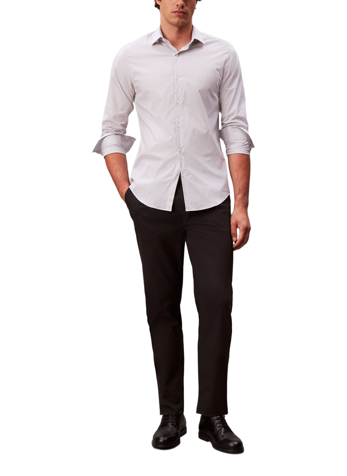Slim striped shirt in blended cotton CALVIN KLEIN Grey