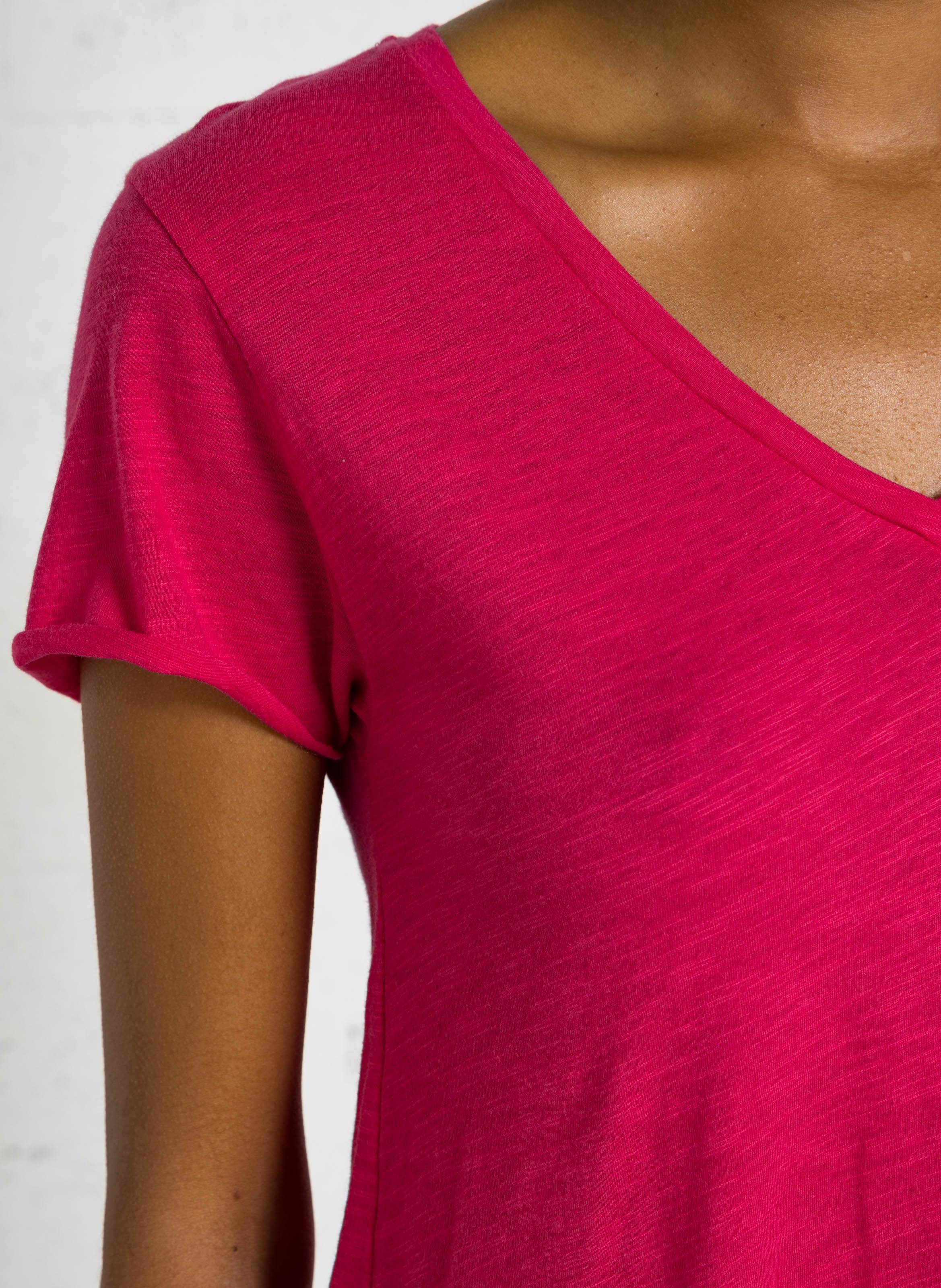 Tee-shirt droit col v en coton mélangé jacksonville AMERICAN VINTAGE Rose