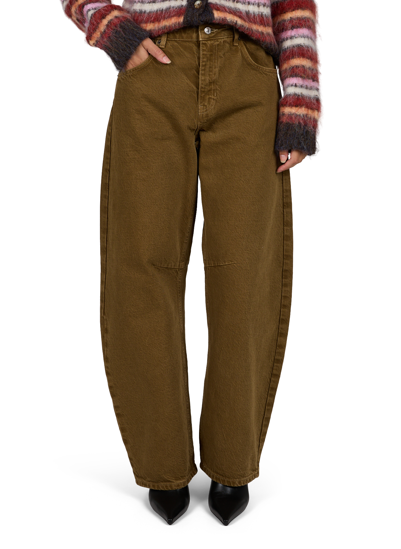 Weite Barrel-Jeans aus Baumwolle. TOPSHOP Grun