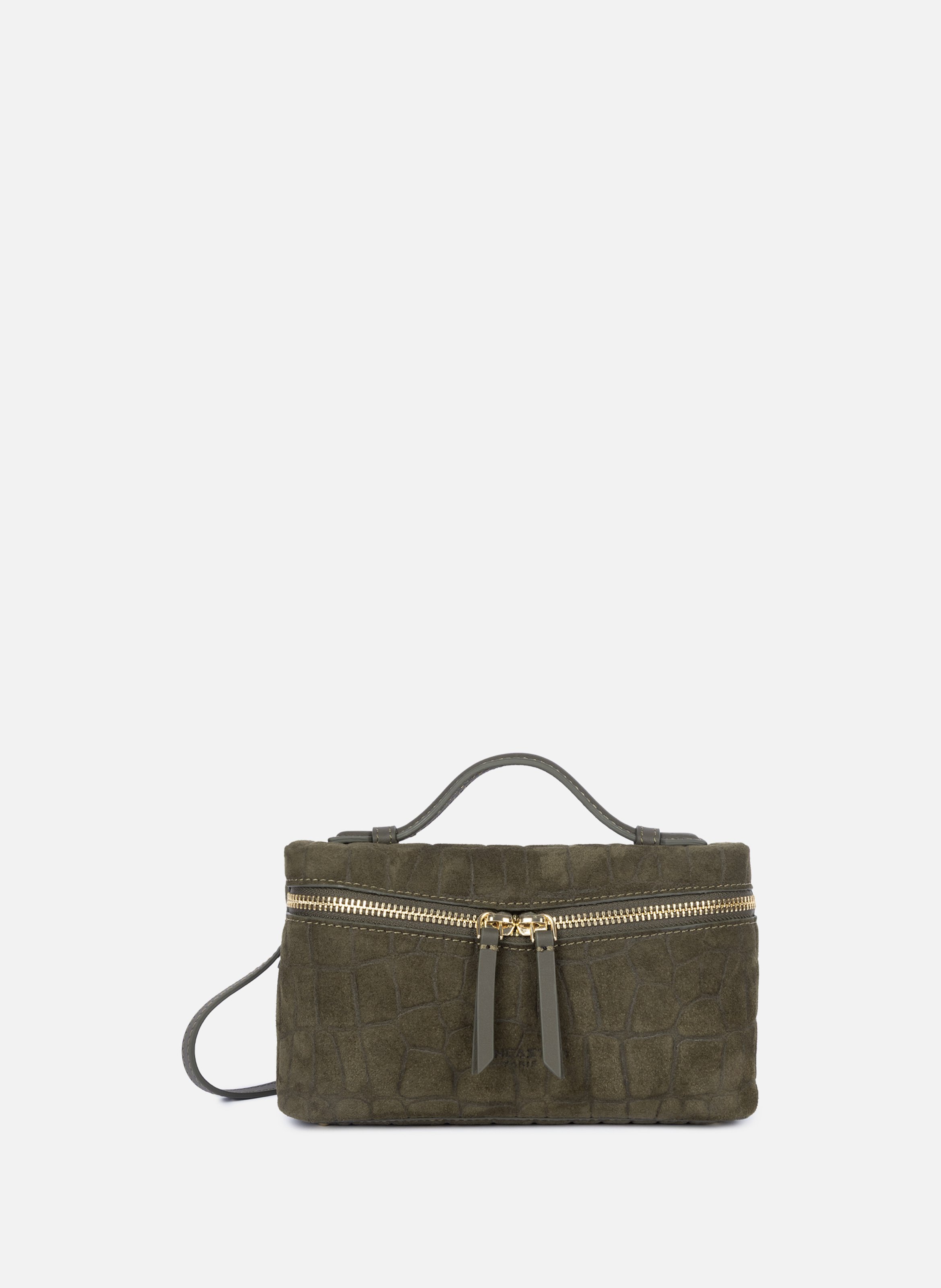 Kleine doosvormige tas - suède-effect  Kaki