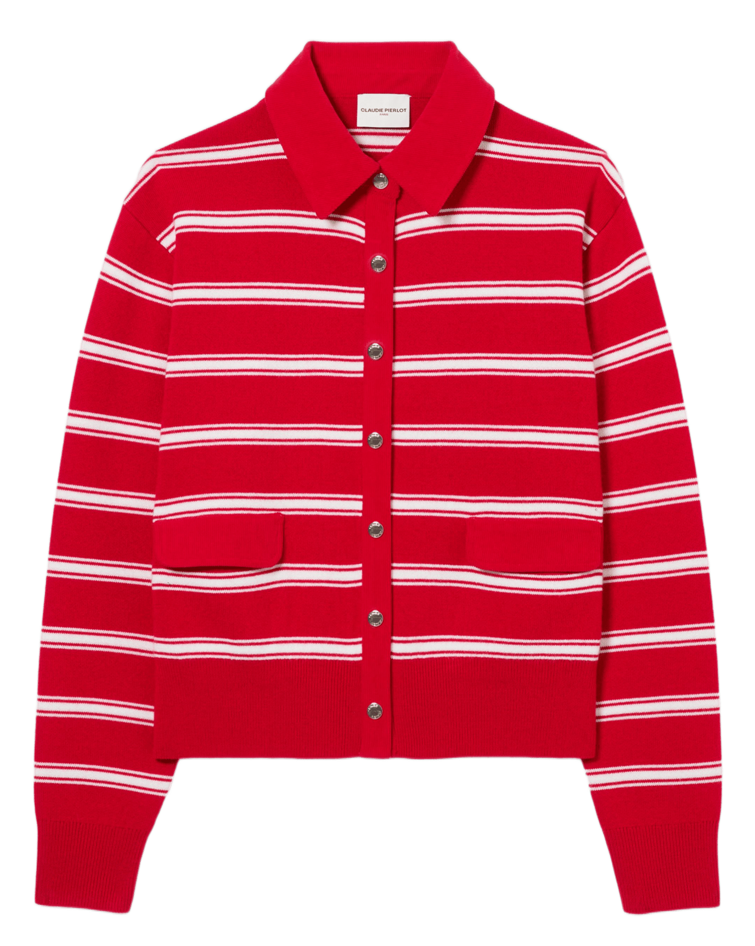 Cardigan col classique à rayures CLAUDIE PIERLOT Rouge