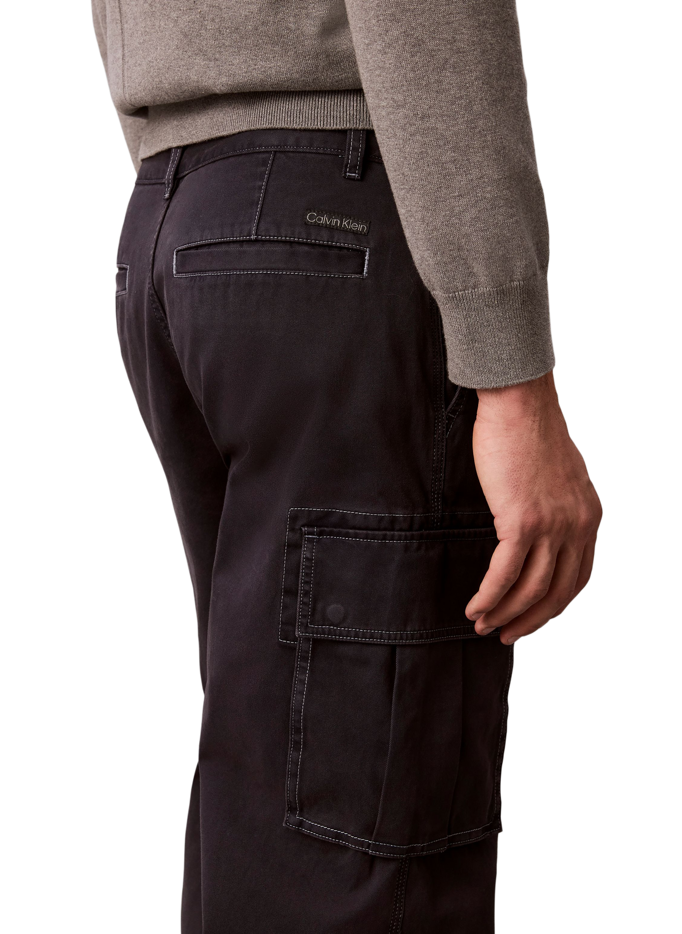Pantalon droit en coton CALVIN KLEIN Bleu