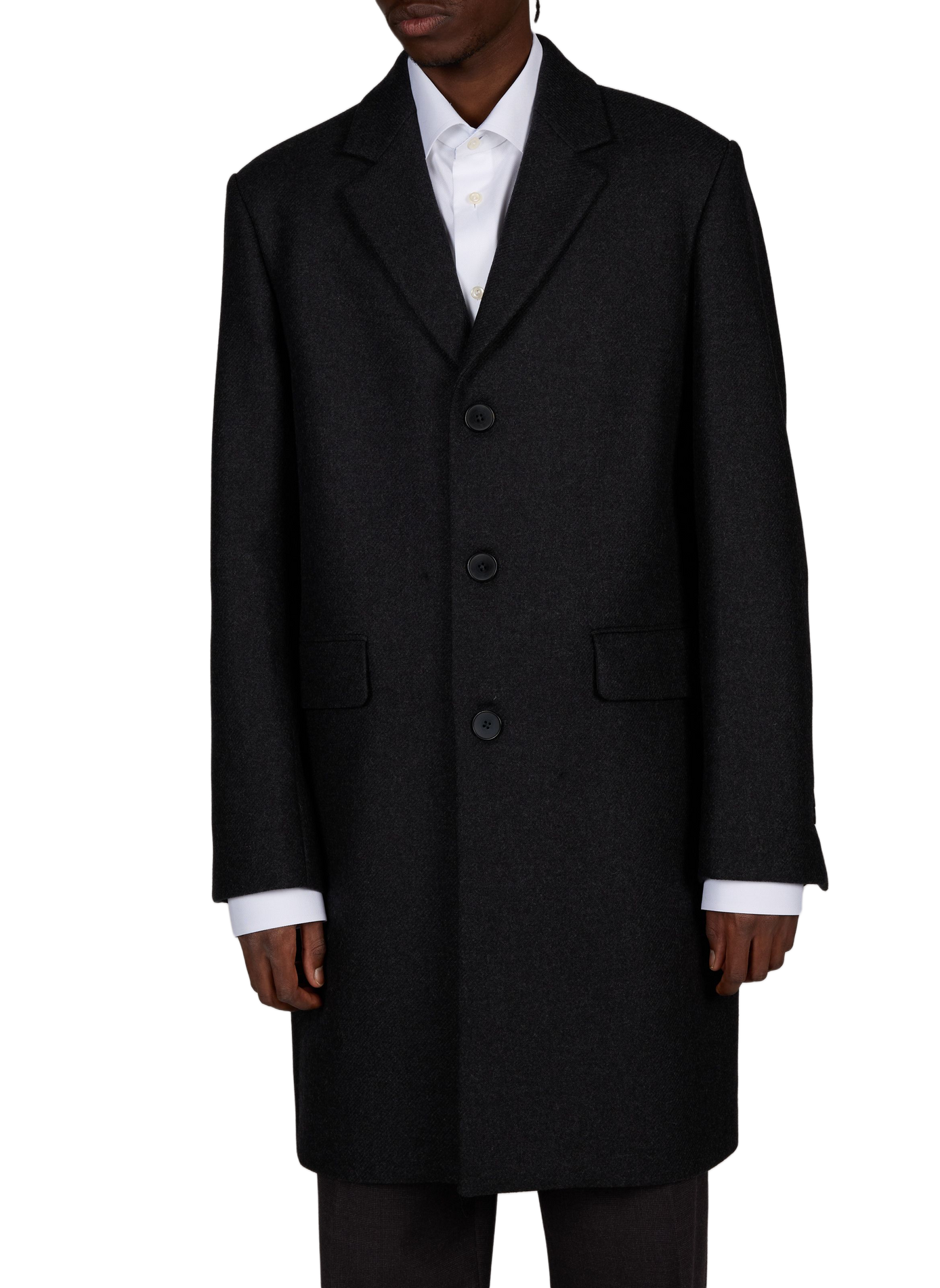 Manteau col tailleur en laine et cachemire mélangés AU PRINTEMPS PARIS Gris