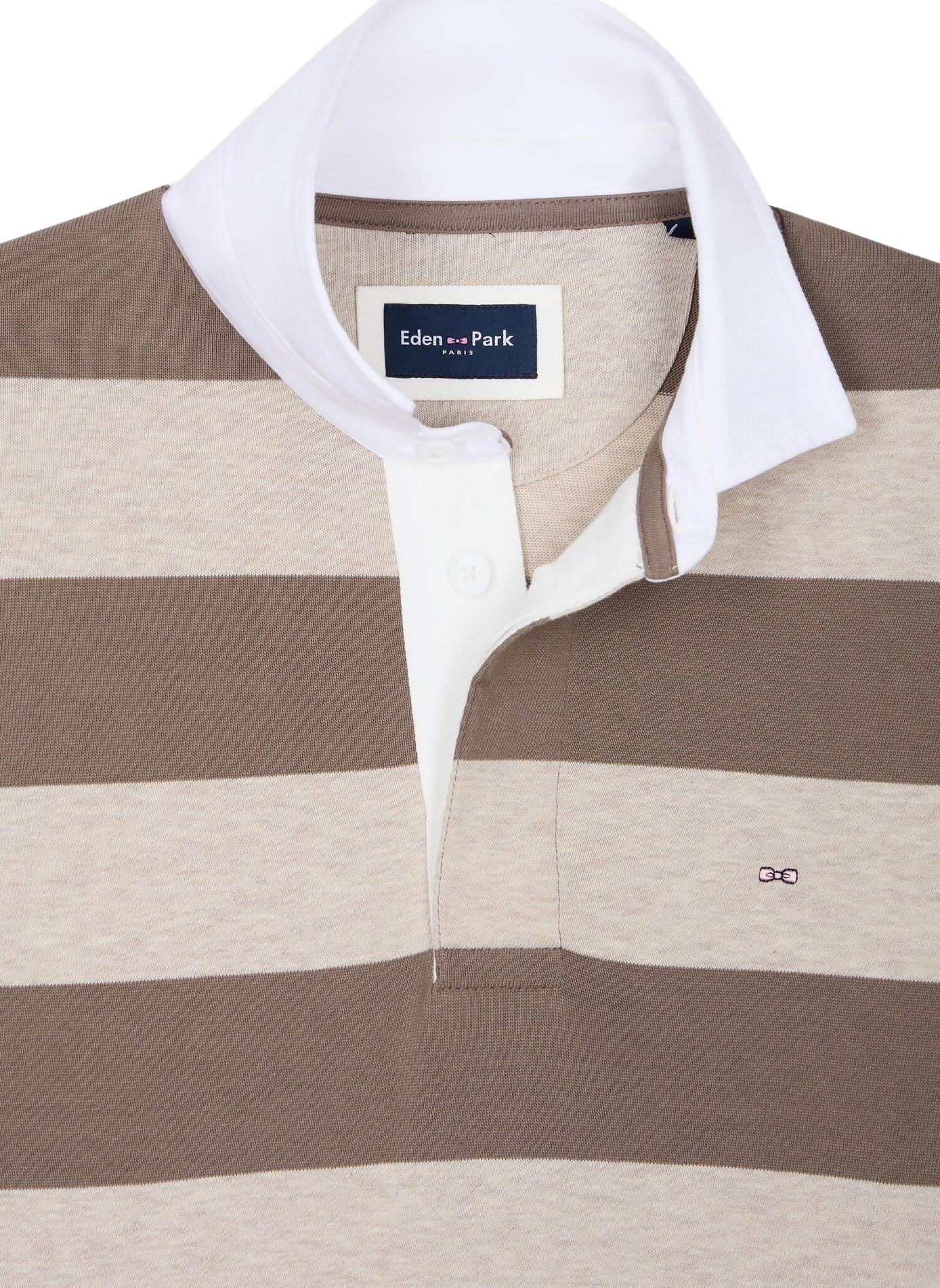 Polo droit rayé en coton EDEN PARK Beige