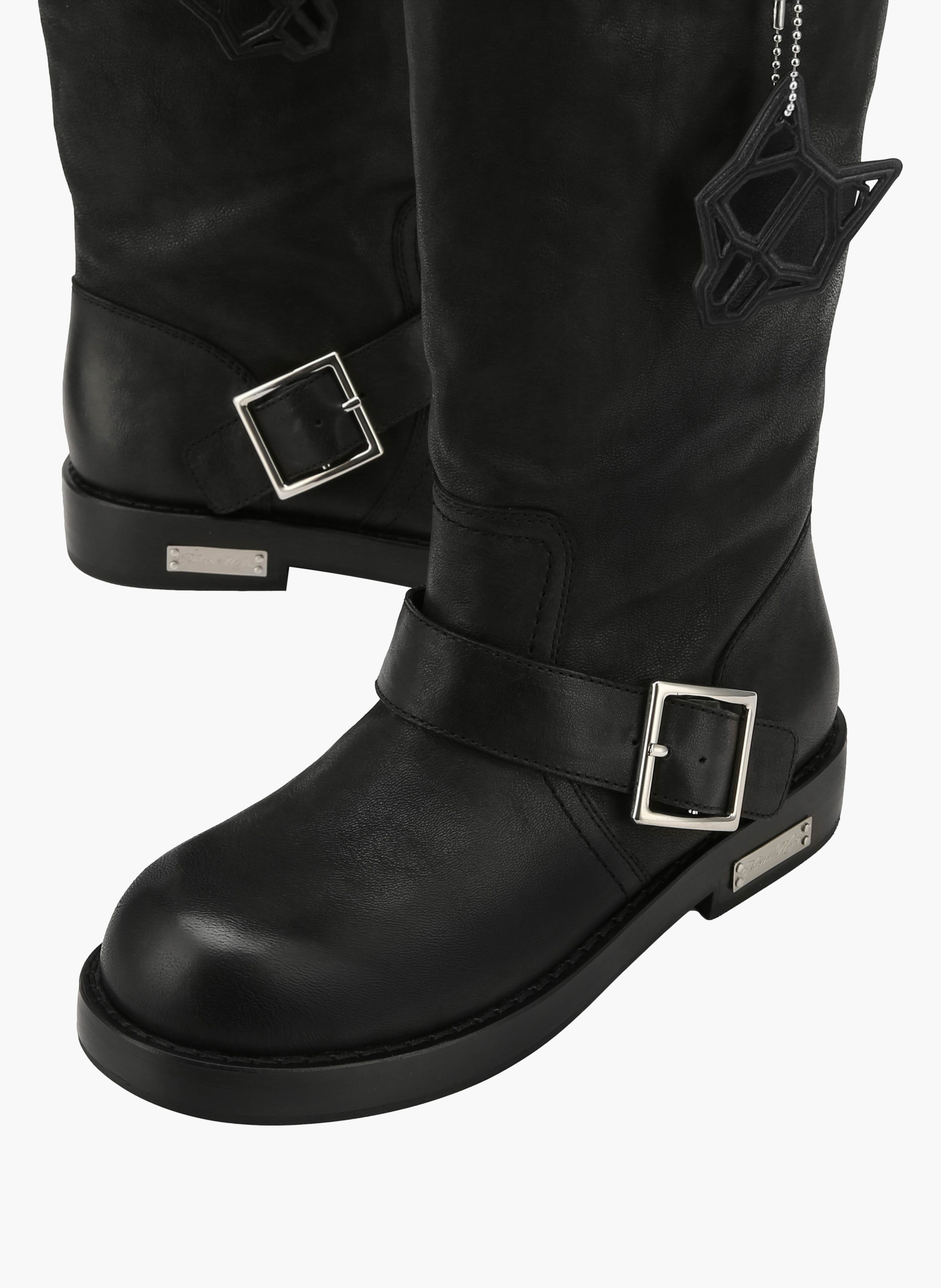 Heat-bottines van gepatineerd leer NAKED WOLFE Zwart