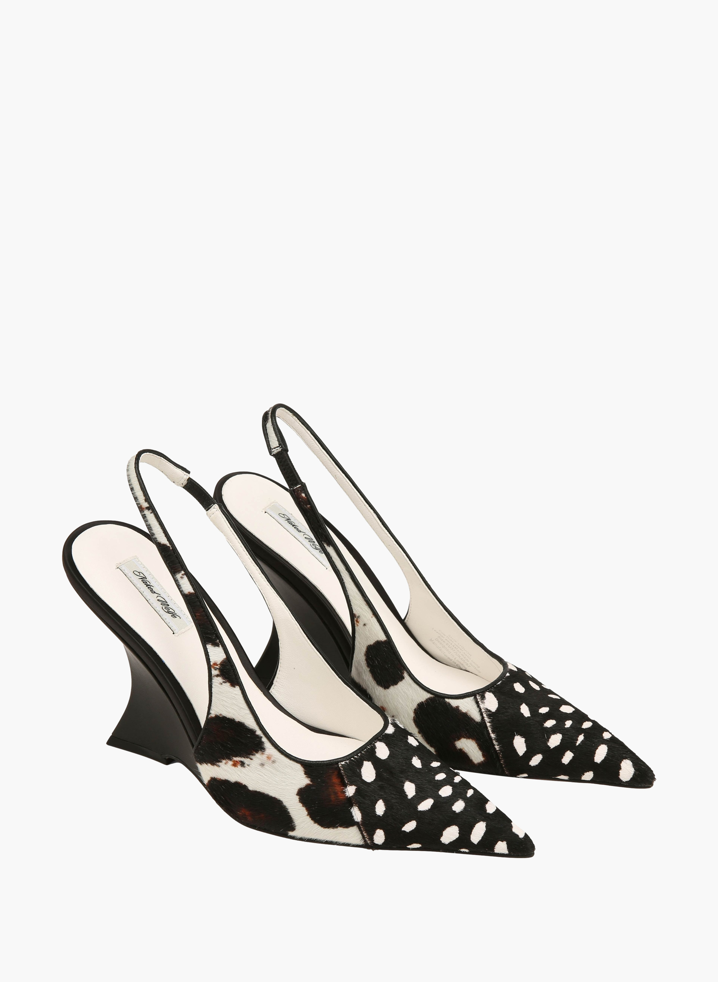 Leren high heels in liquor-kleurig ponyhaar NAKED WOLFE Veelkleurig