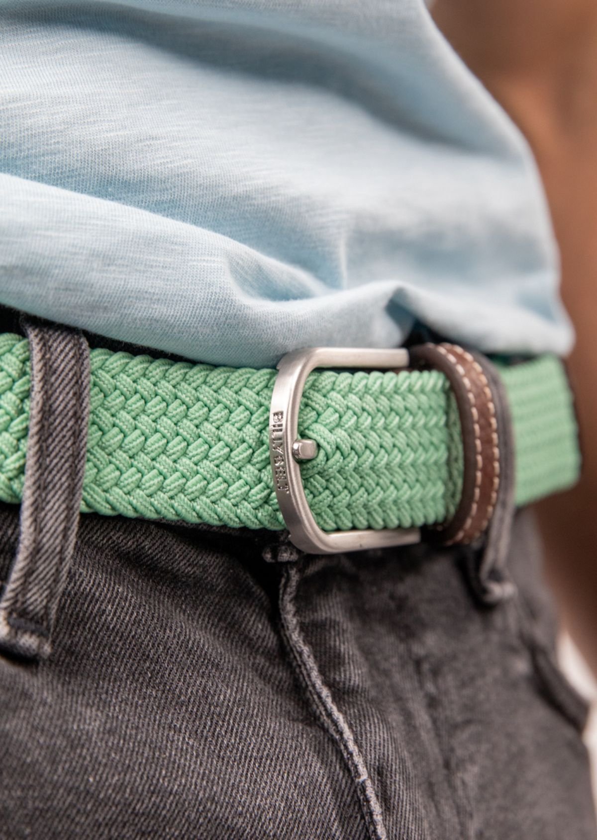 Ceinture tressée élastique unie BILLYBELT Vert