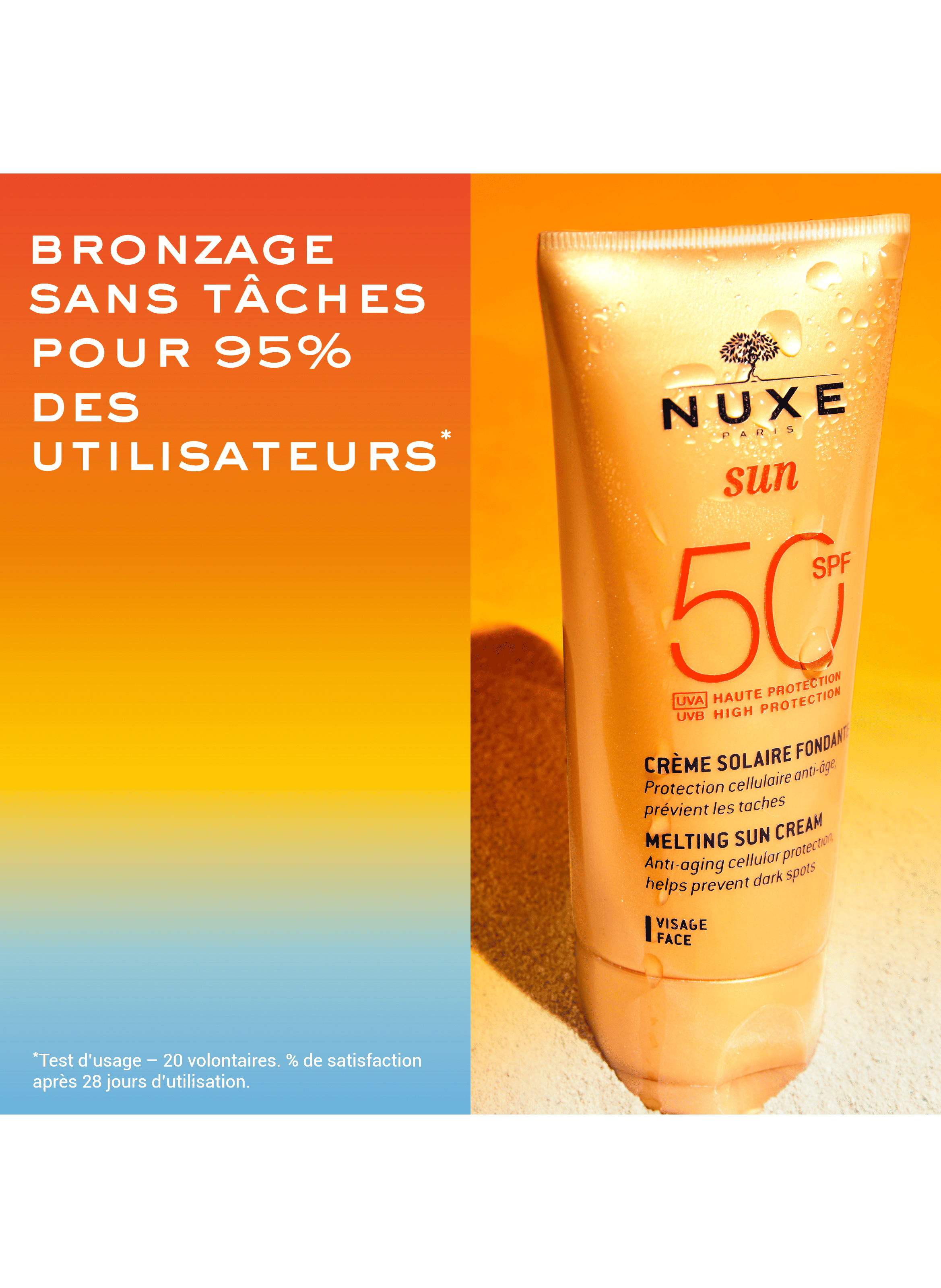 Melting Sun Cream High Protection SPF 50 for the face NUXE No color