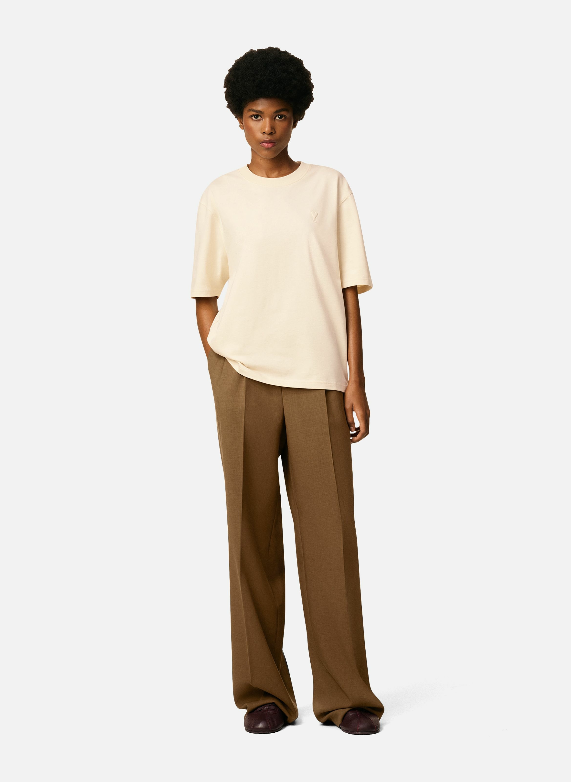 T-shirt ami de coeur embossé unisexe en coton AMI PARIS Blanc